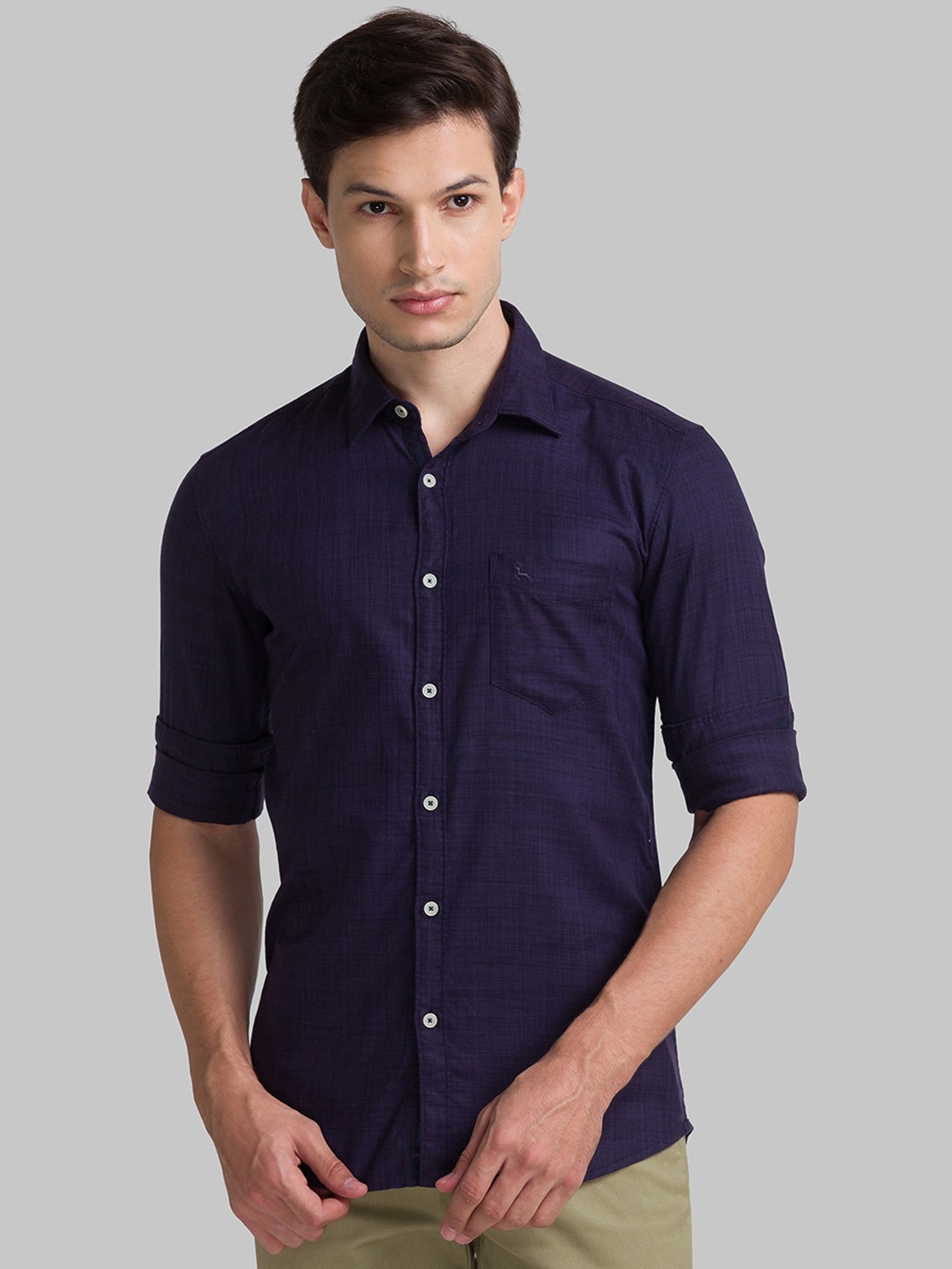 

Parx Men Blue Slim Fit Opaque Casual Shirt