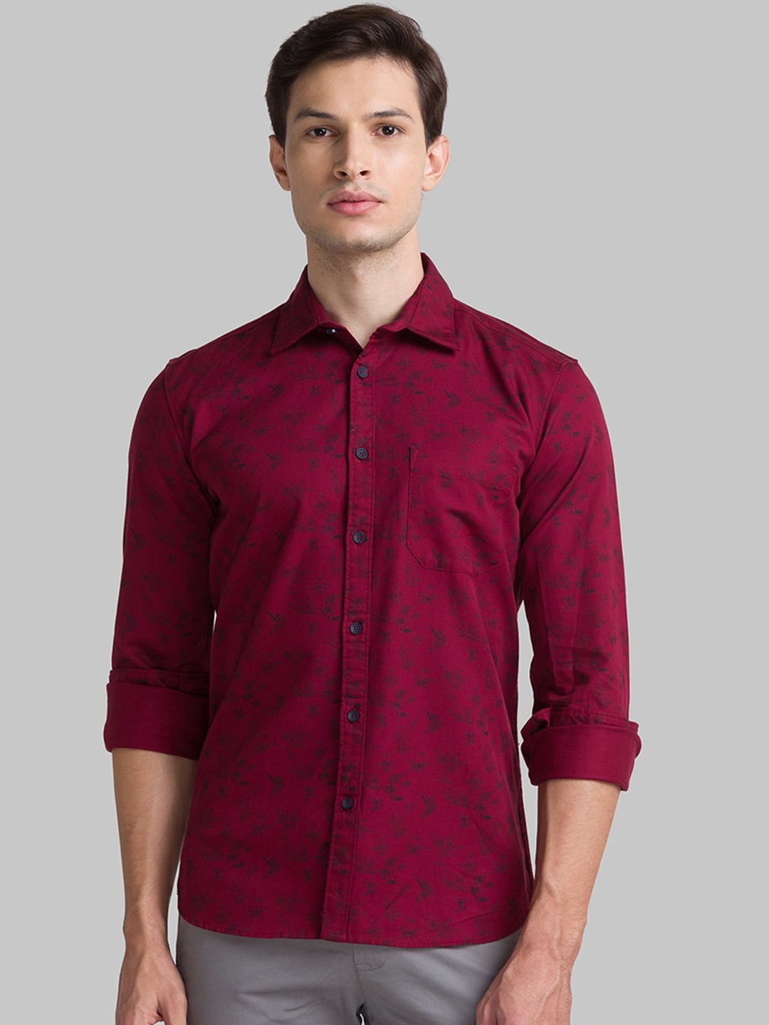 

Parx Men Red Slim Fit Floral Printed Casual Shirt