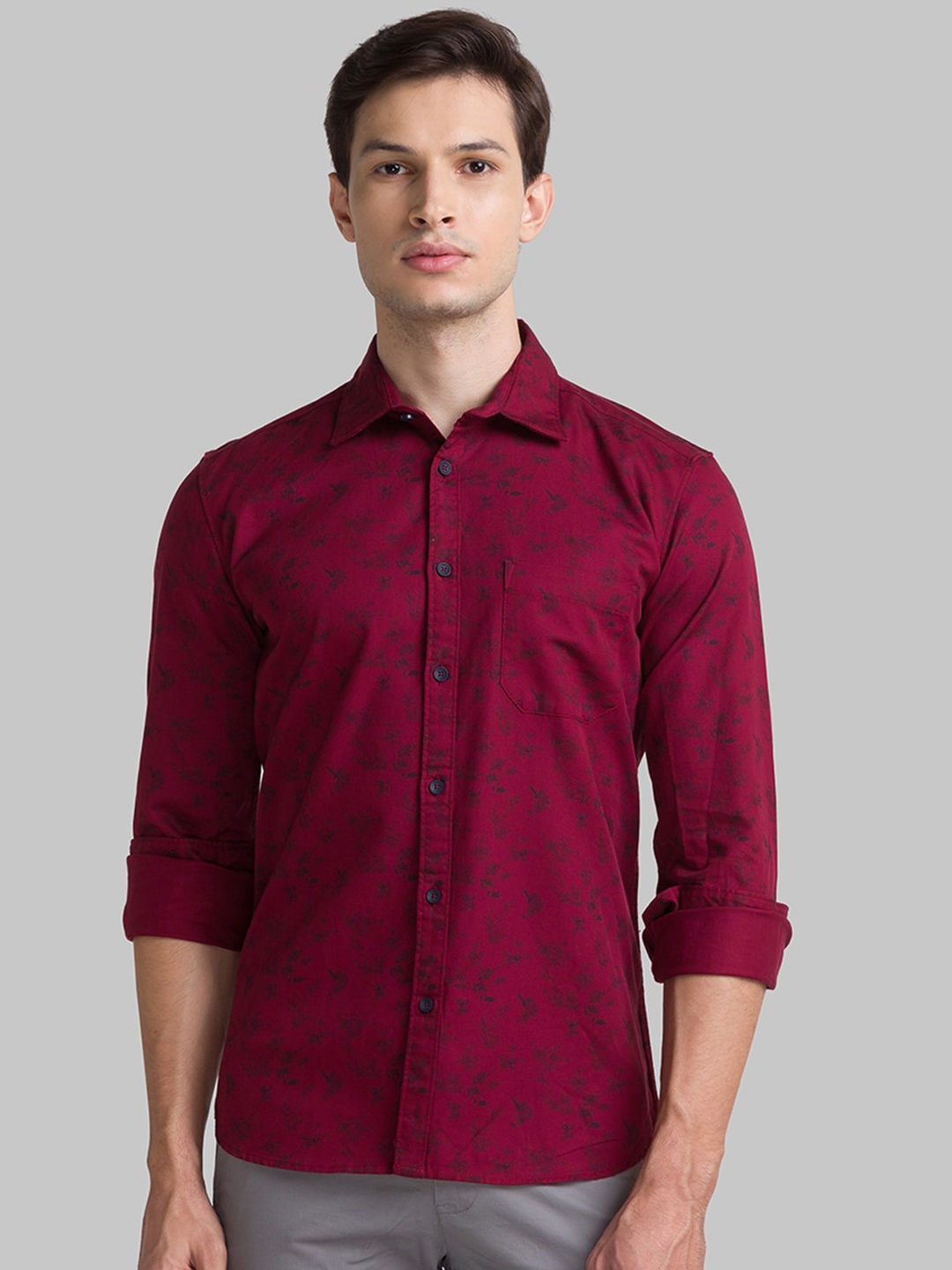 

Parx Men Red Slim Fit Floral Opaque Printed Casual Shirt