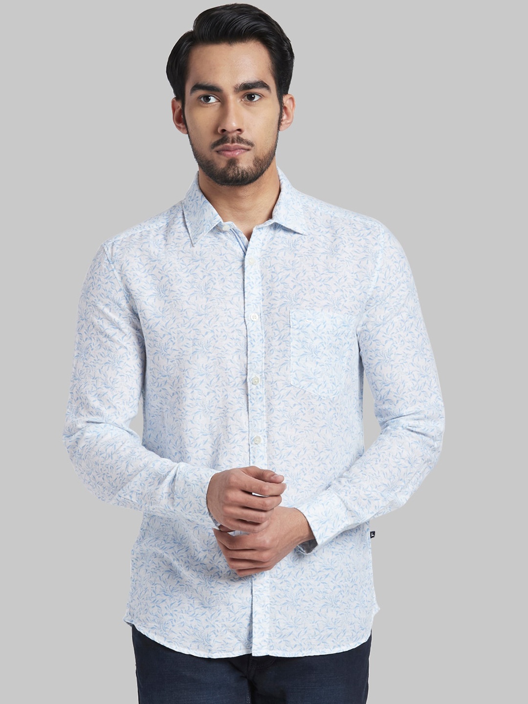 

Parx Men Blue Slim Fit Floral Opaque Printed Casual Shirt