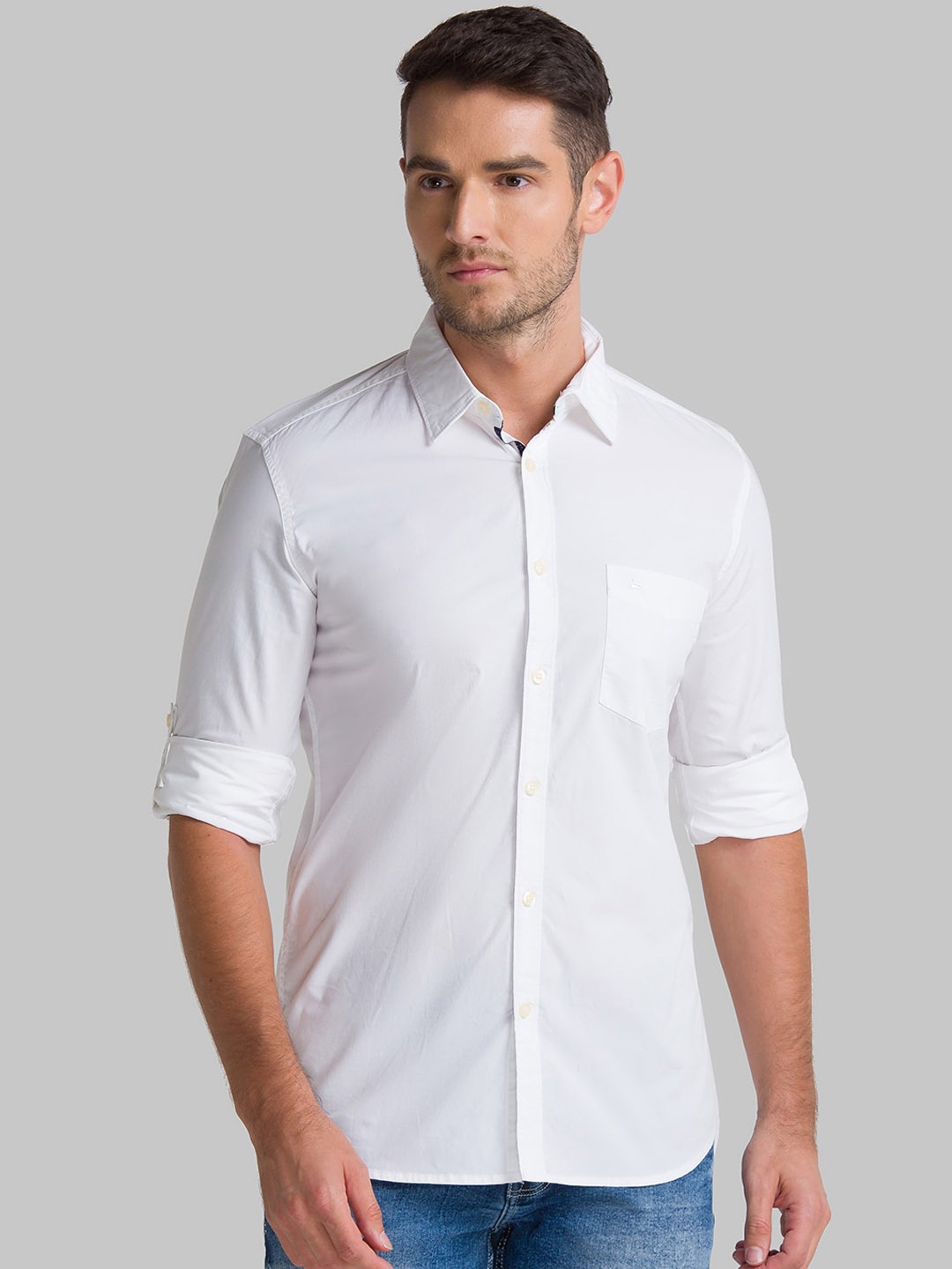 

Parx Men White Slim Fit Opaque Casual Shirt