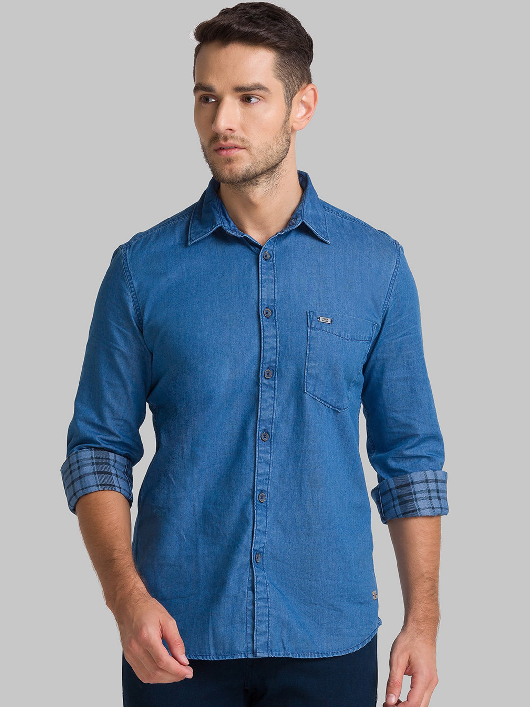 

Parx Men Blue Slim Fit Opaque Casual Shirt