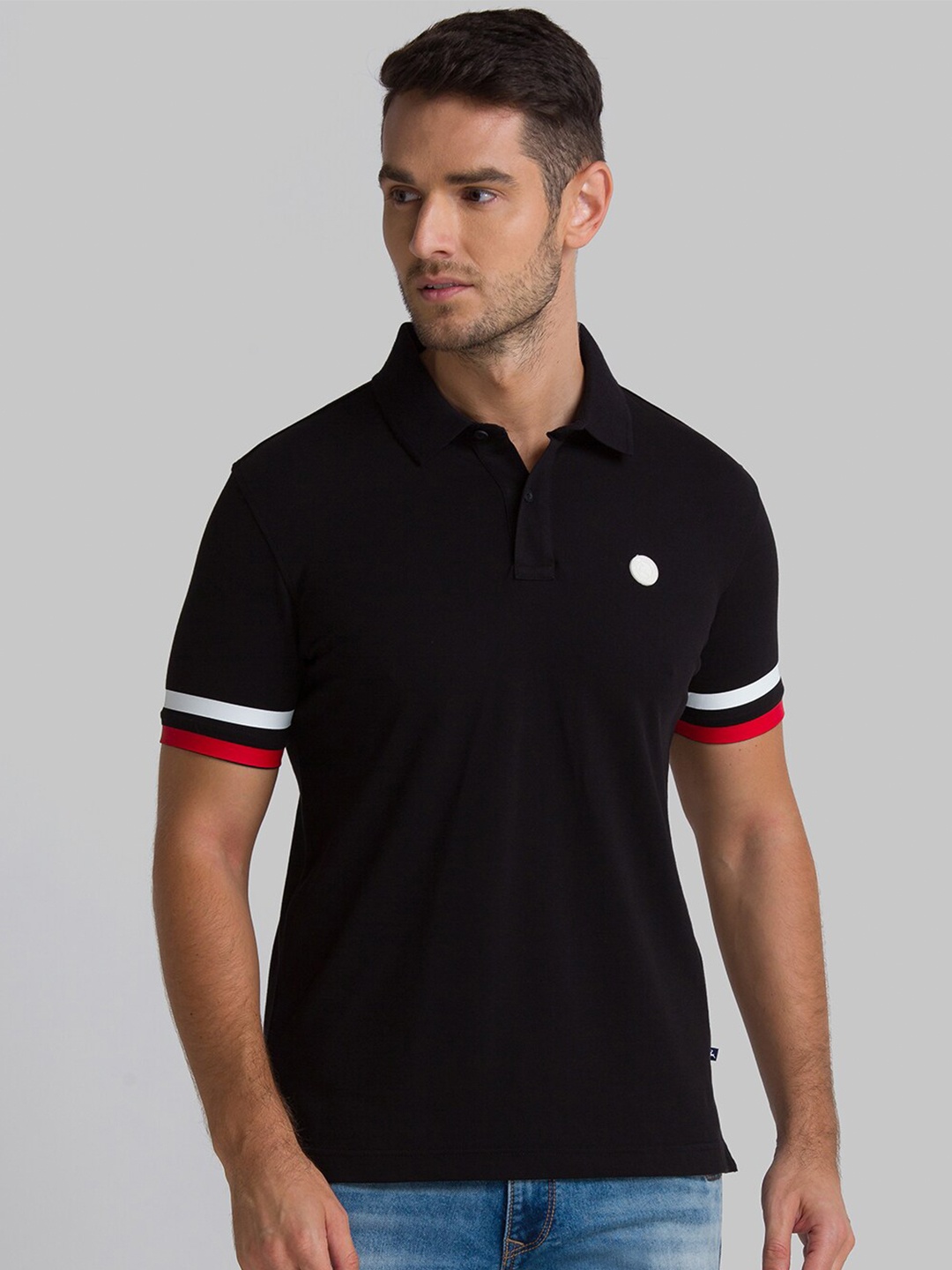 

Parx Men Black Polo Collar T-shirt