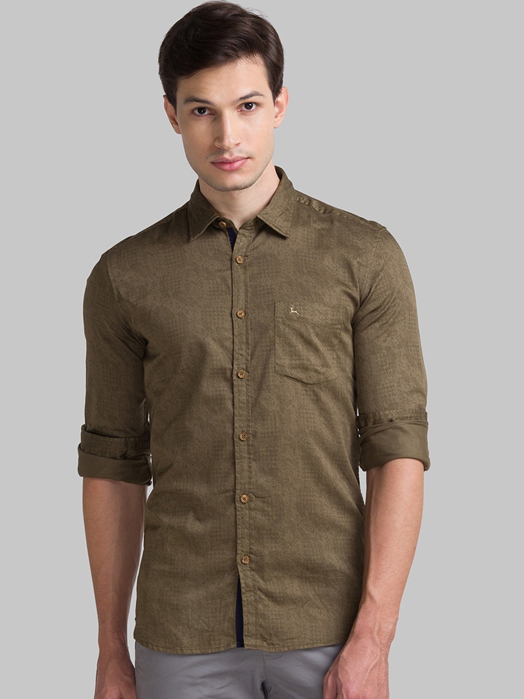 

Parx Men Beige Slim Fit Opaque Printed Casual Shirt