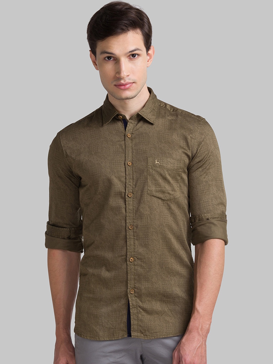 

Parx Men Slim Fit Opaque Cotton Casual Shirt, Olive