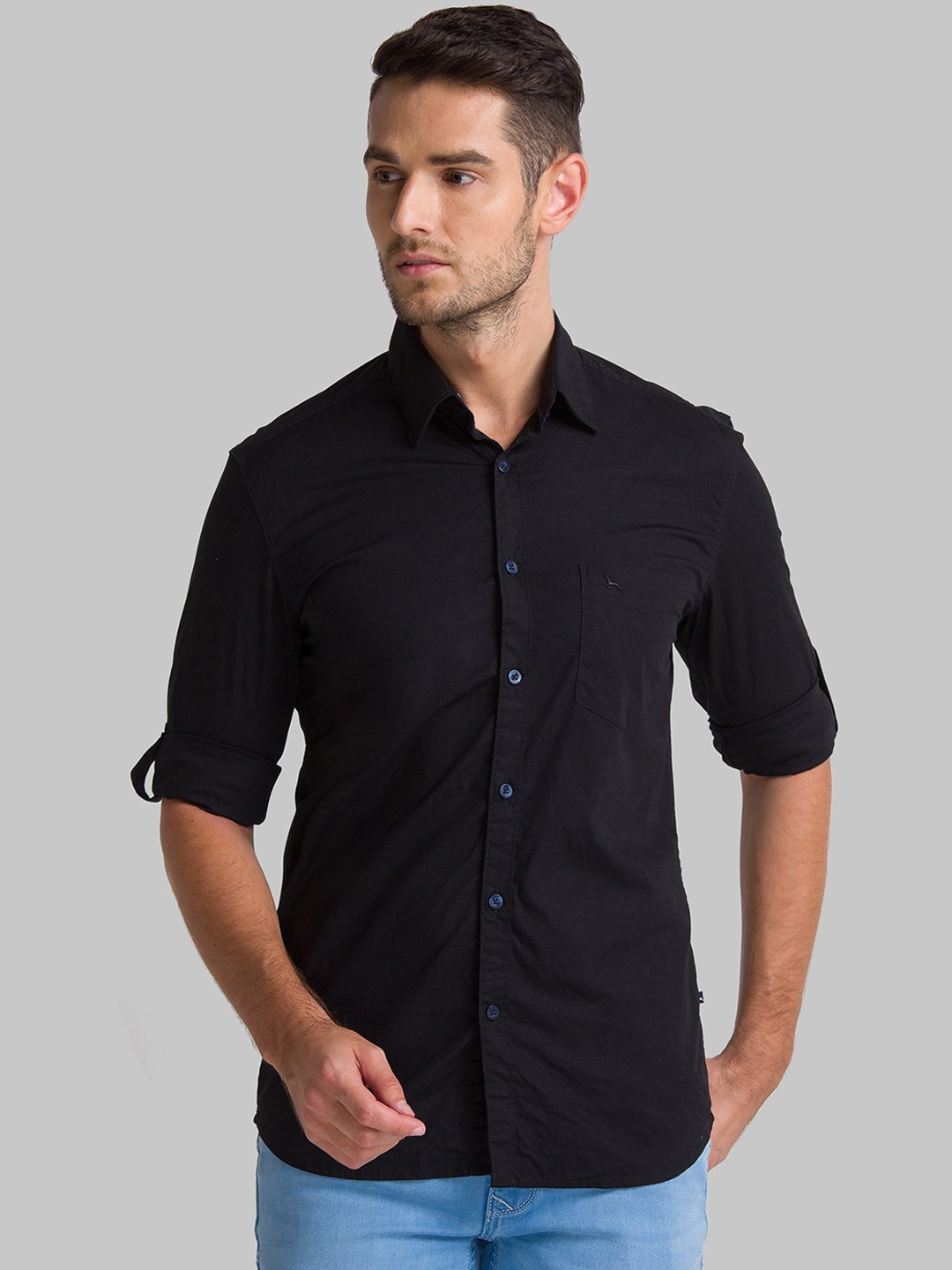 

Parx Slim Fit Opaque Casual Cotton Shirt, Black