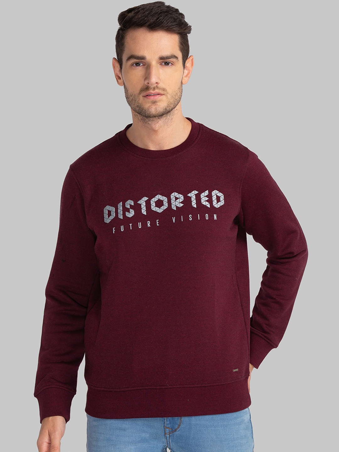 

Parx Men Maroon Printed Sweatshirt