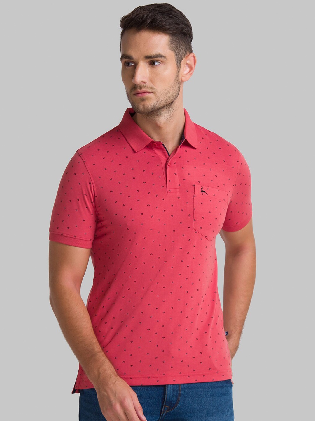 

Parx Men Red Polo Collar Pockets T-shirt