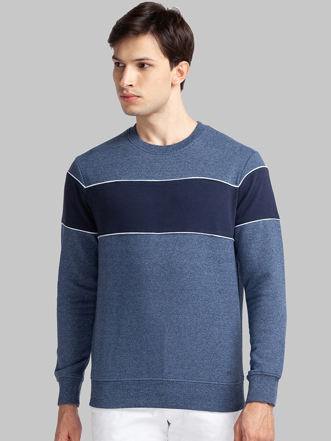 

Parx Men Blue Colourblocked Sweatshirt