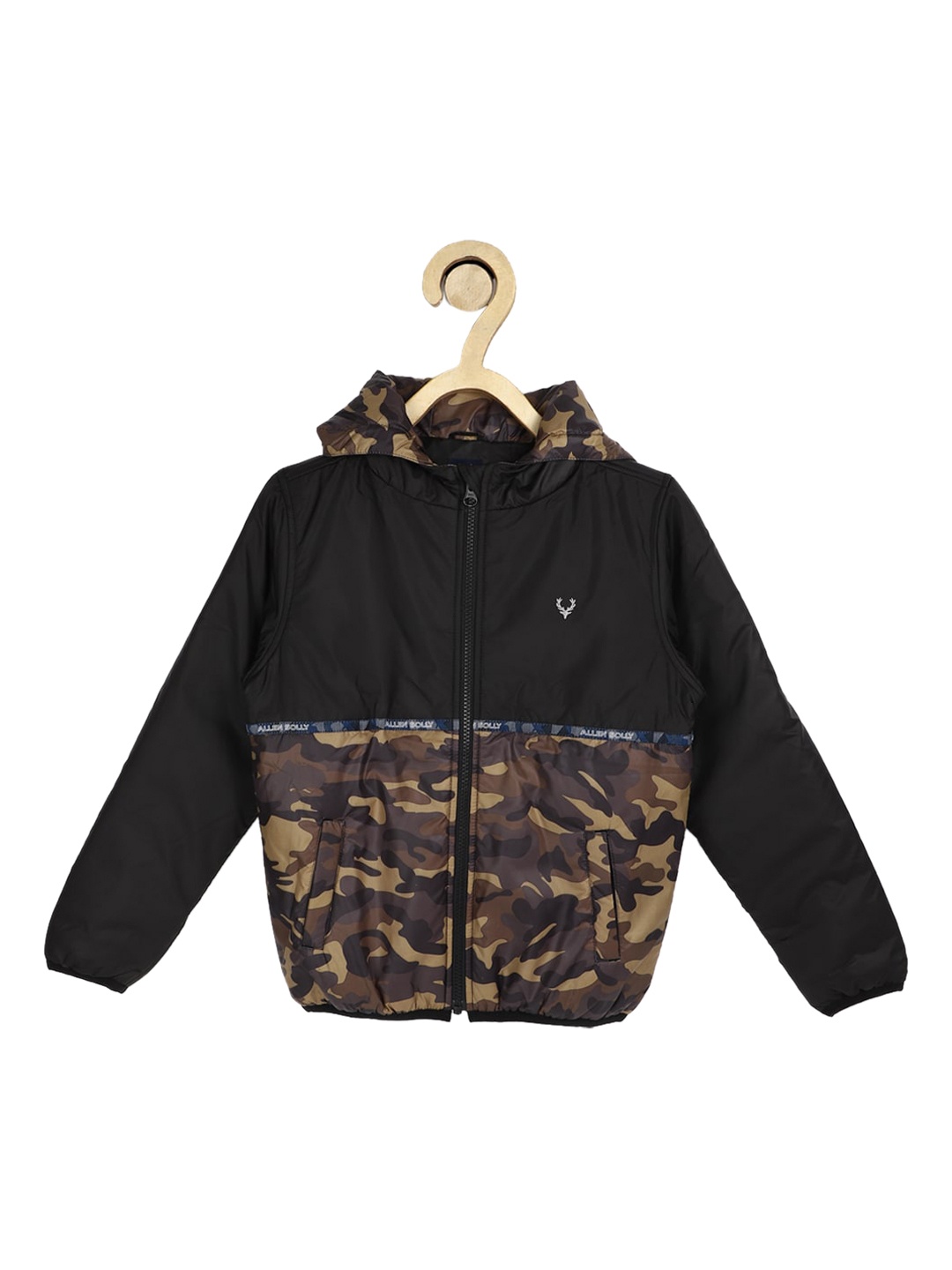 

Allen Solly Junior Boys Black & Brown Camouflage Printed Tailored Jacket