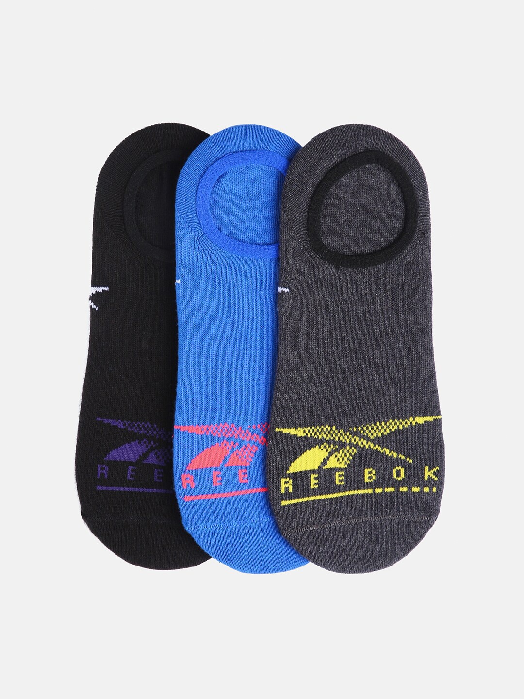 

Reebok Men Pack of 3 Patterned Regular Cotton Shoe Socks, Blue