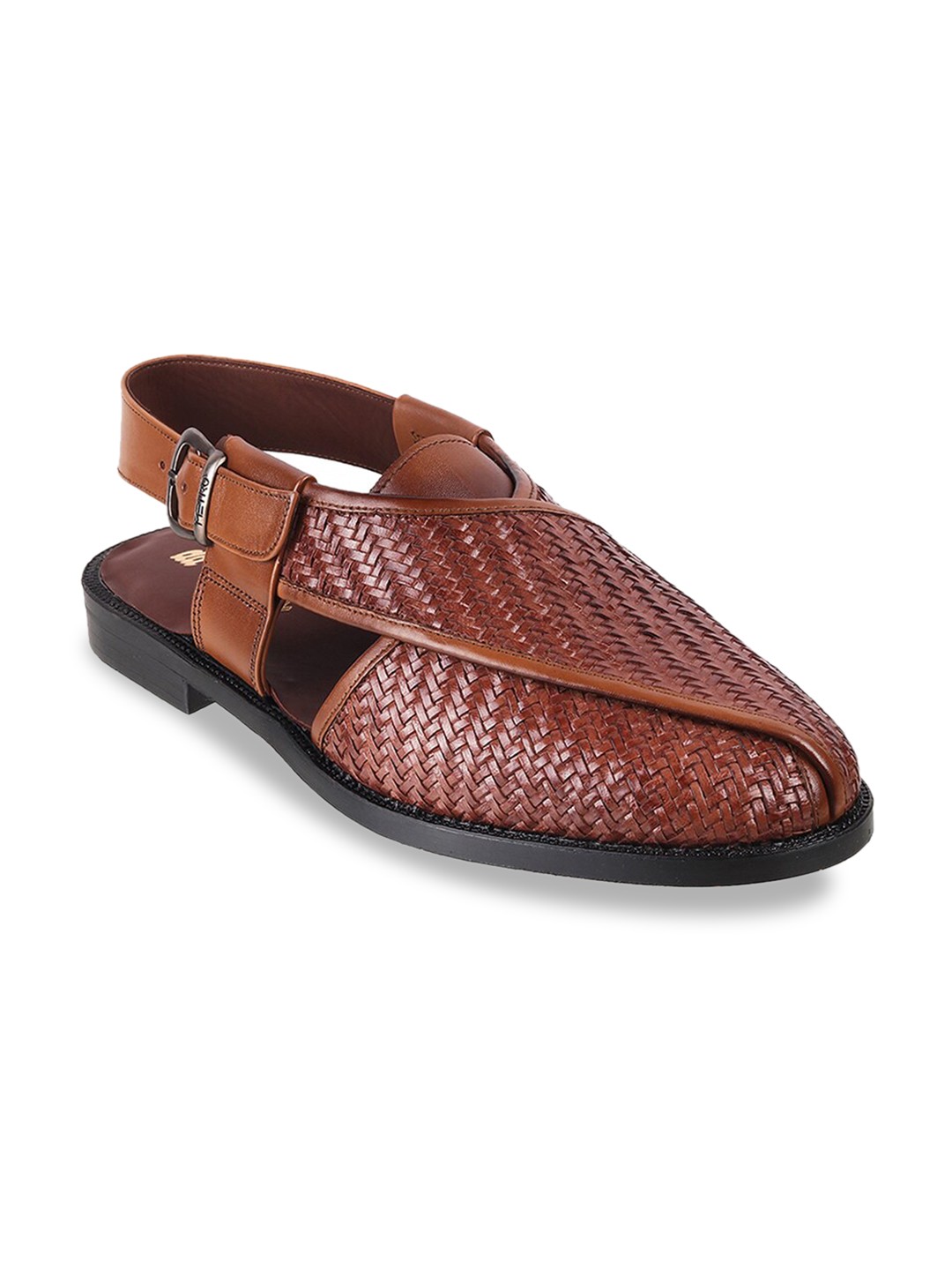 

DAVINCHI Men Brown Leather Comfort Sandals
