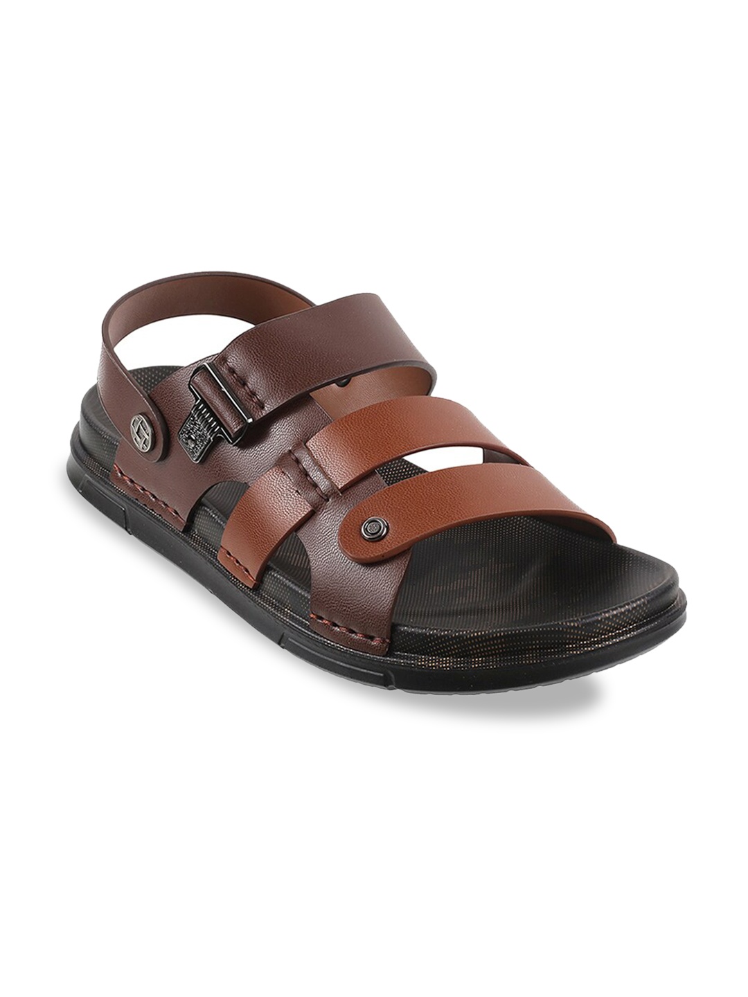 

DAVINCHI Men Brown & Black Comfort Sandals