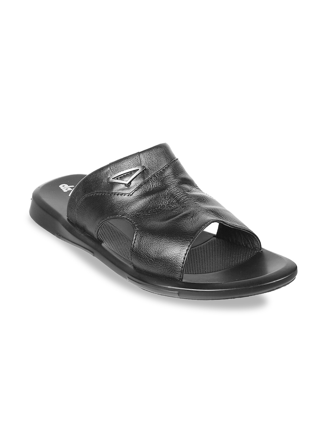 

DAVINCHI Men Black Leather Comfort Sandals