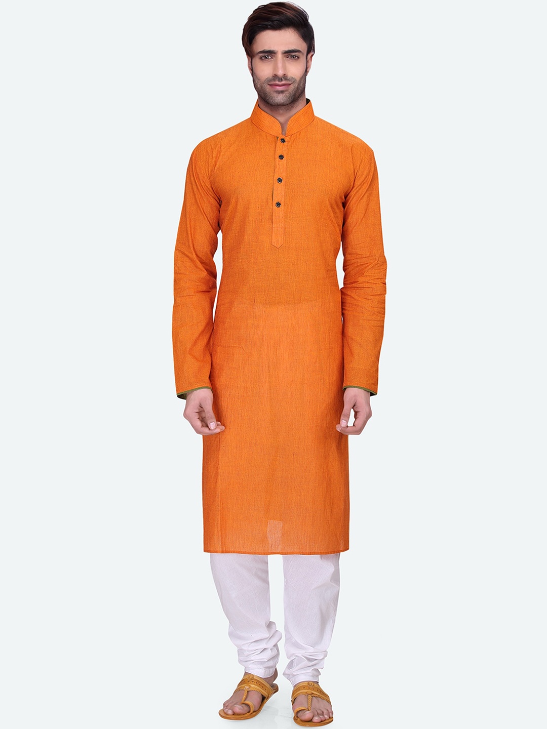 

RG DESIGNERS Men Orange Regular Kurta with Pyjamas