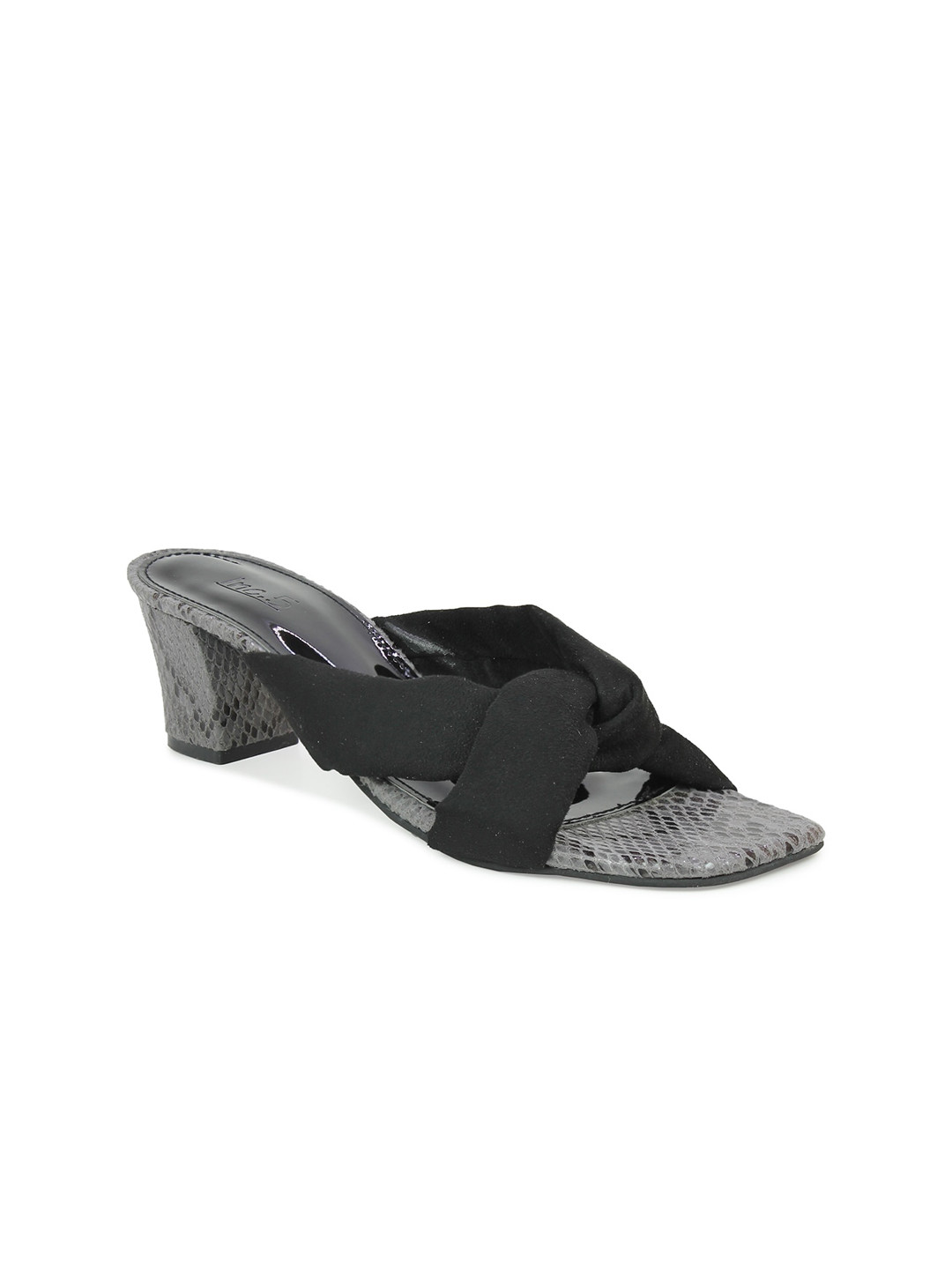 

Inc 5 Black & Grey Animal Textured Block Mules