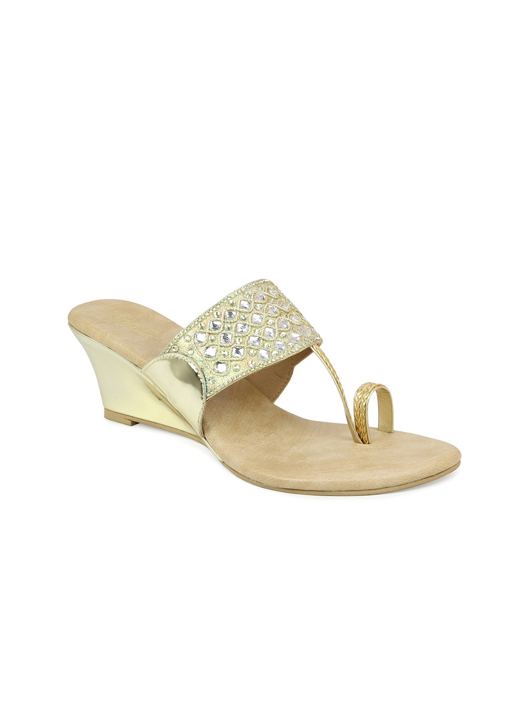 

Inc 5 Gold-Toned Embellished Ethnic Wedge Sandals