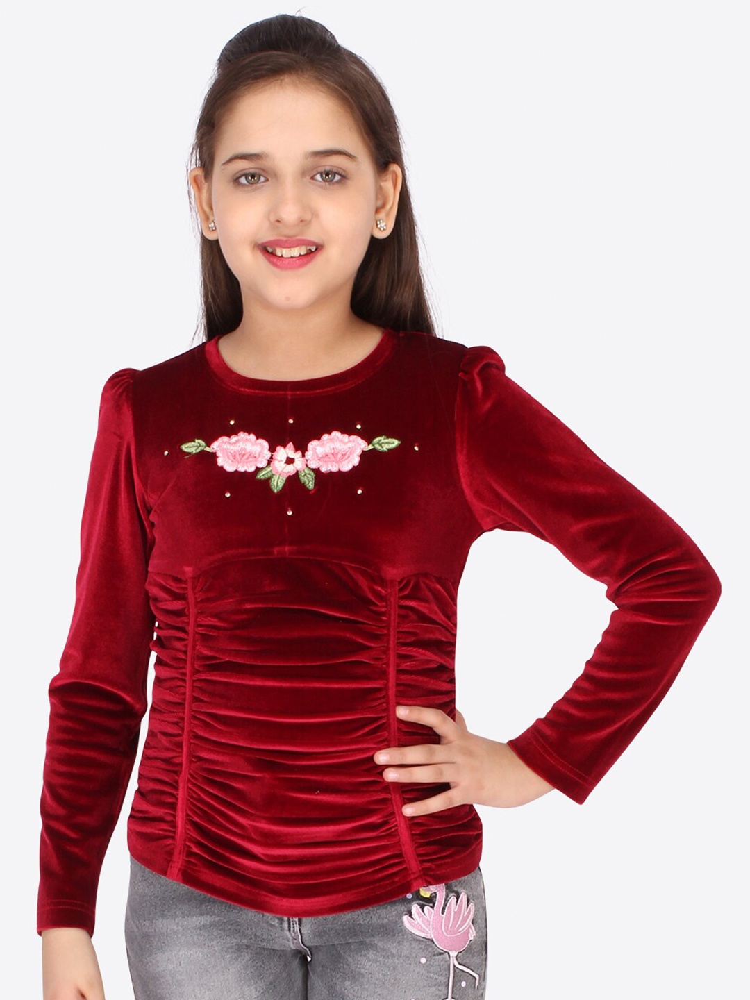 

CUTECUMBER Maroon Regular Top