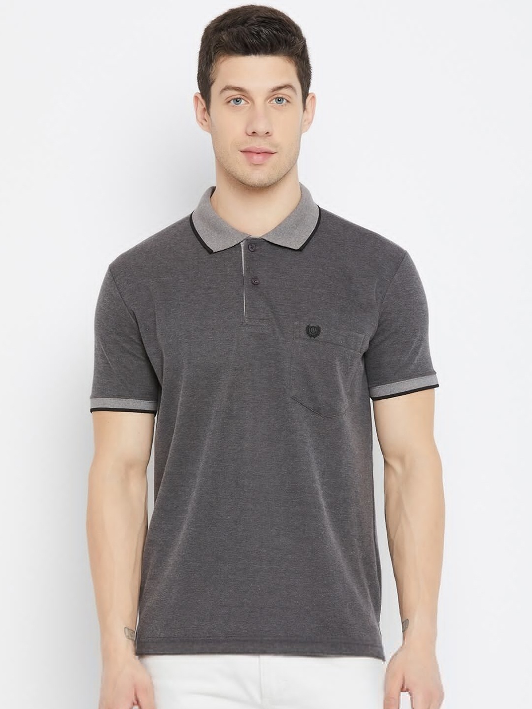 

Duke Men Black Polo Collar T-shirt