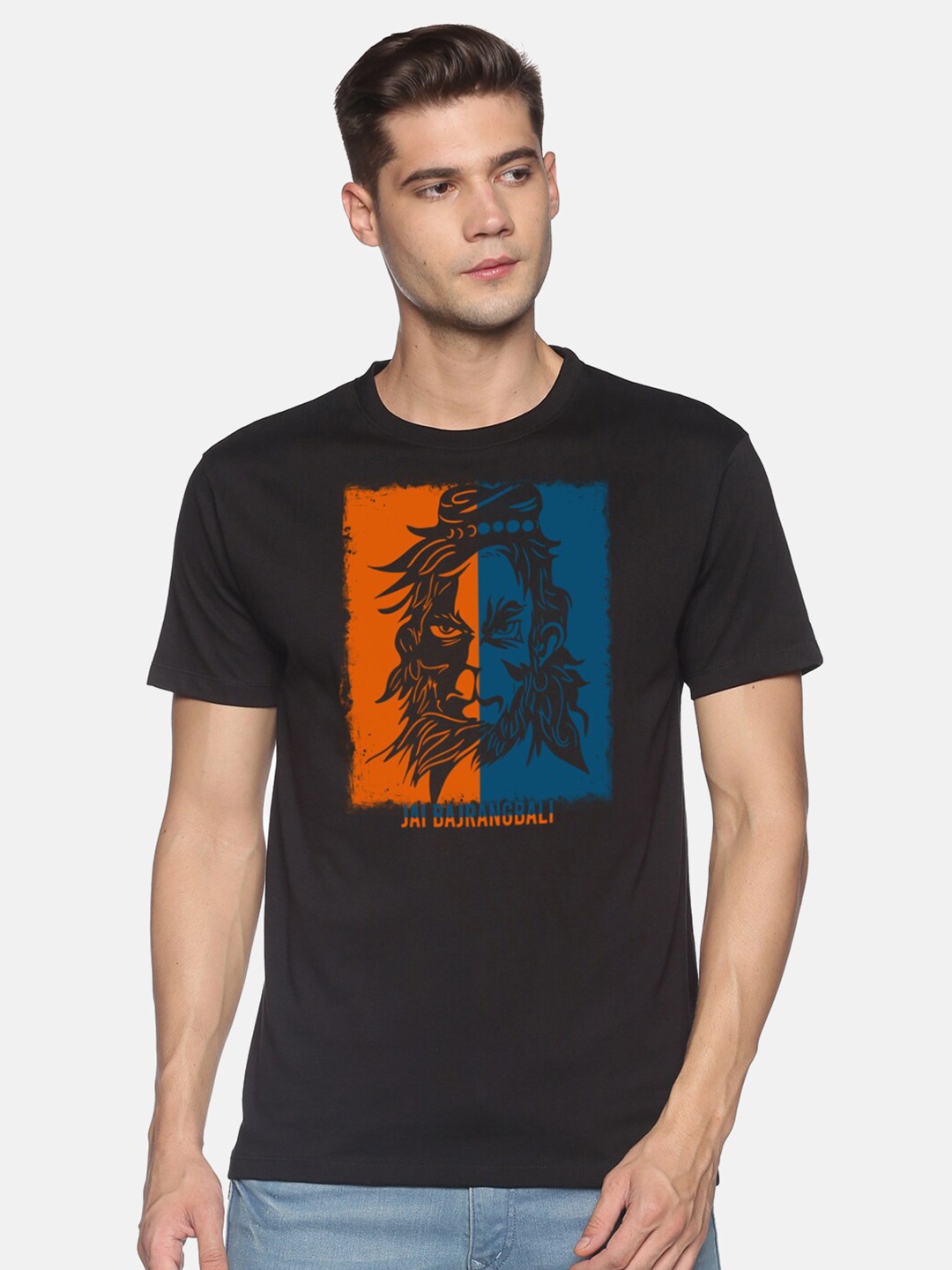 

MASH UNLIMITED Men Black Printed Slim Fit T-shirt