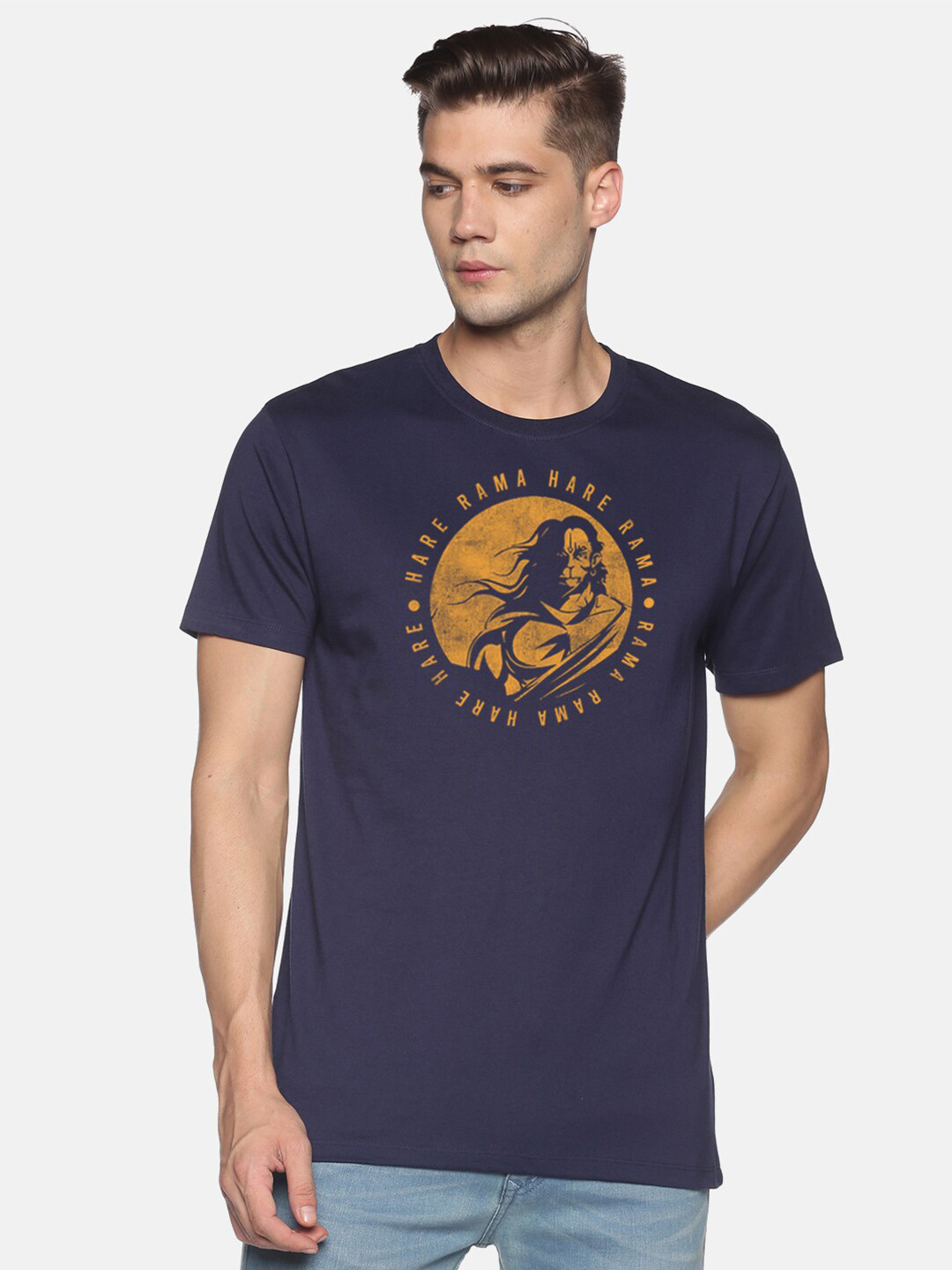 

MASH UNLIMITED Men Navy Blue Printed Slim Fit T-shirt