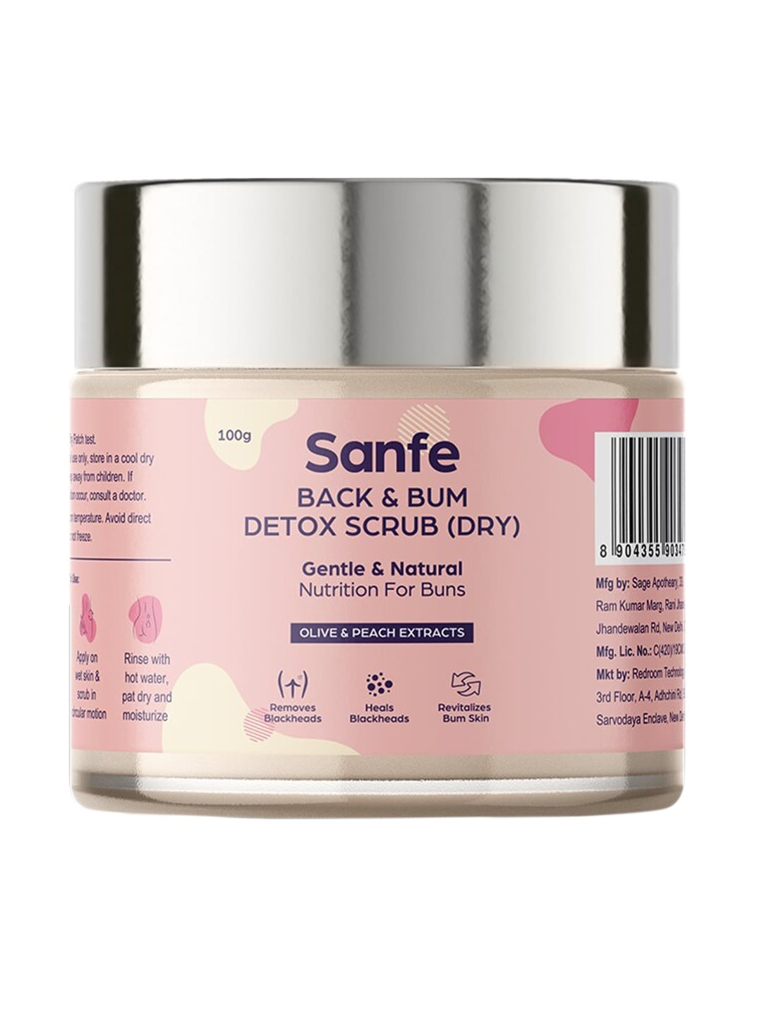 

Sanfe Back & Bum Detox Scrub With Peach Extracts & Olive Oil - 100g, Coral