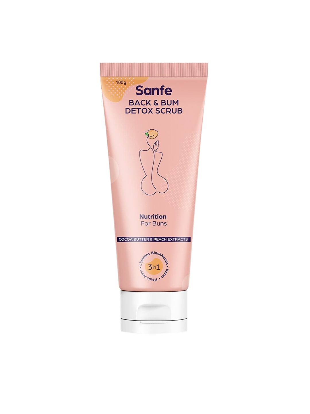 

Sanfe Women Back & Bum Detox Skin Lightening Scrub, Coral