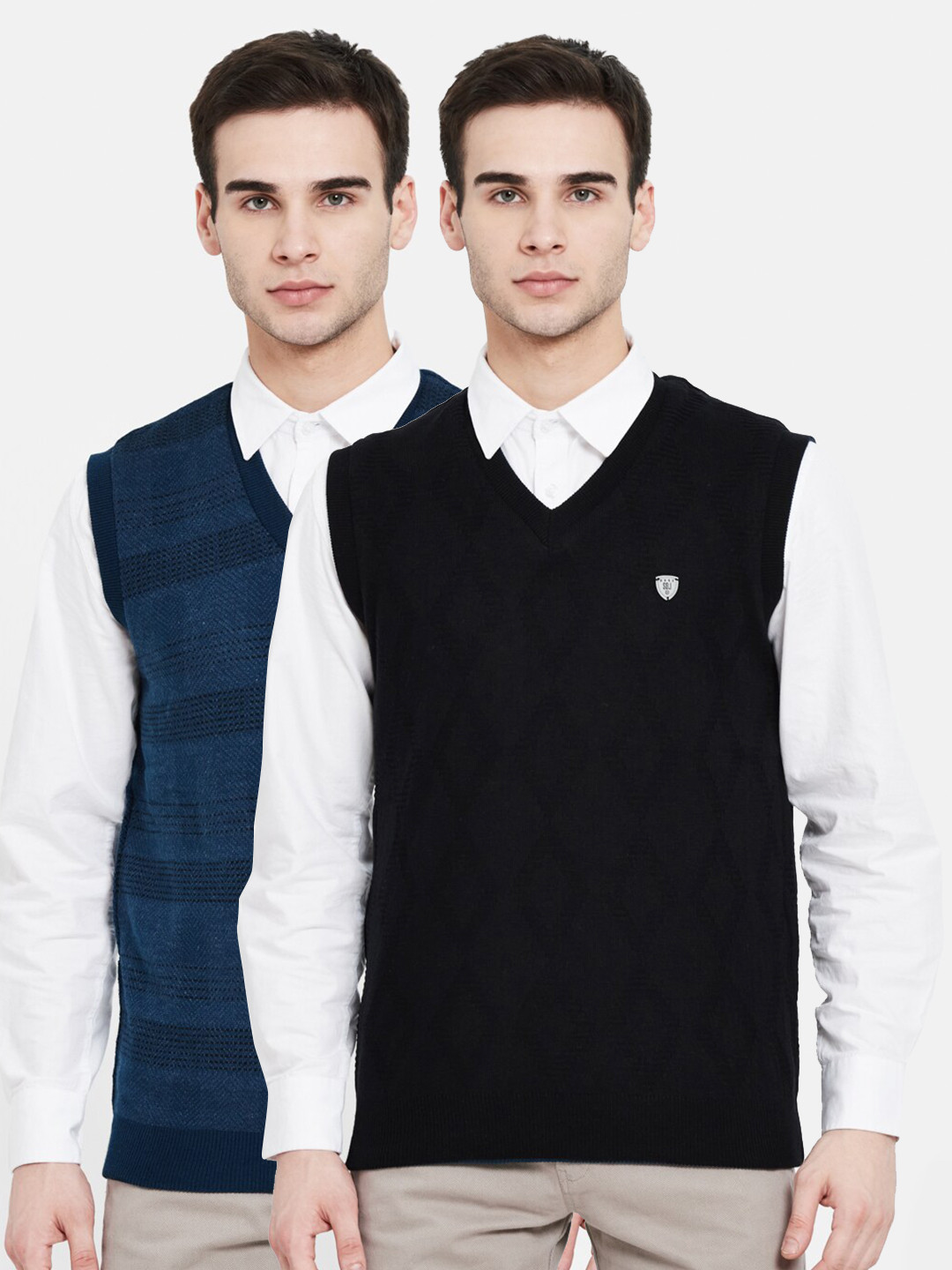 

Duke Men Blue & Black Set Of 2 Striped Sweater Vest