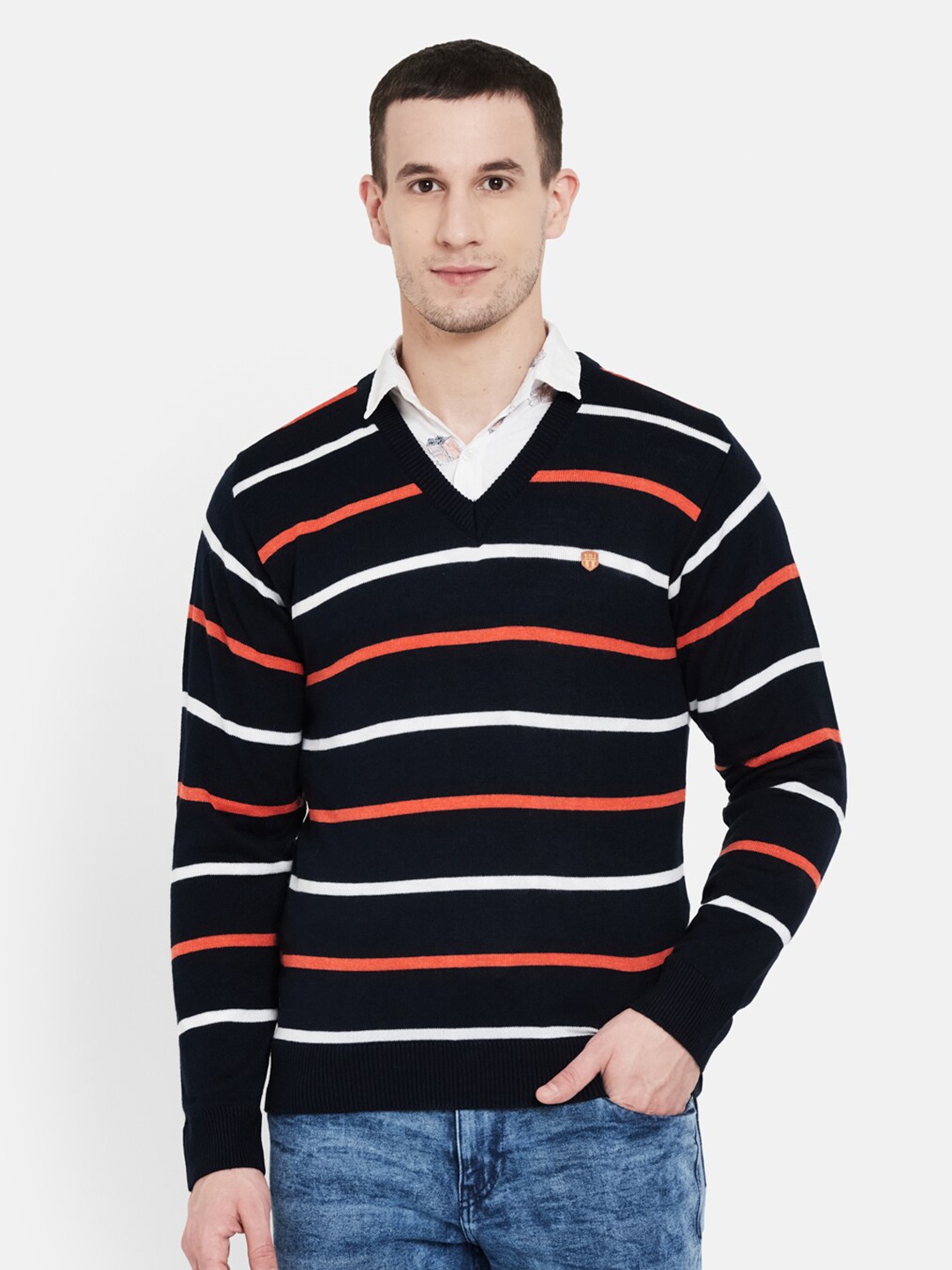 

Duke Men Red & White Striped Full Sleeves Pullover