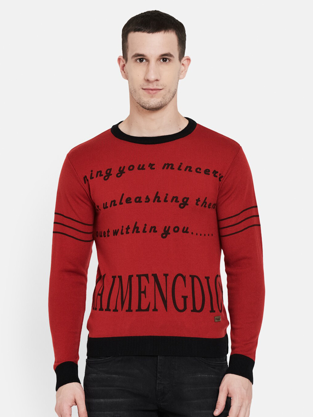 

Duke Men Red & Black Typography Printed Pullover