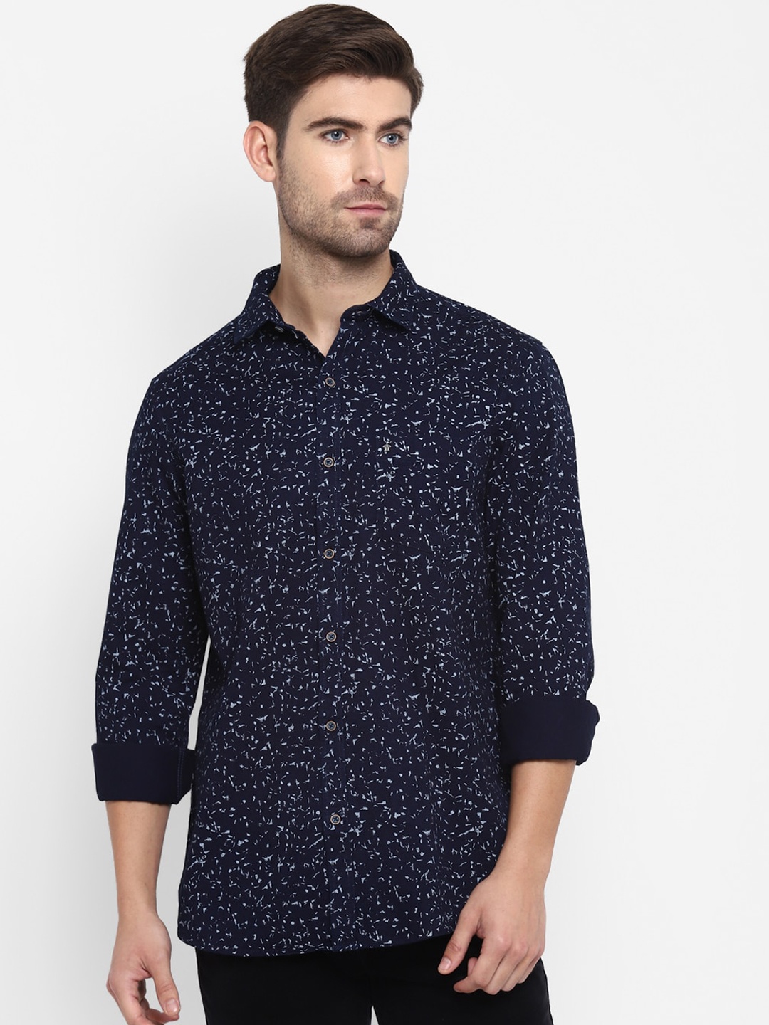 

Turtle Men Blue Slim Fit Opaque Abstract Printed Cotton Casual Shirt