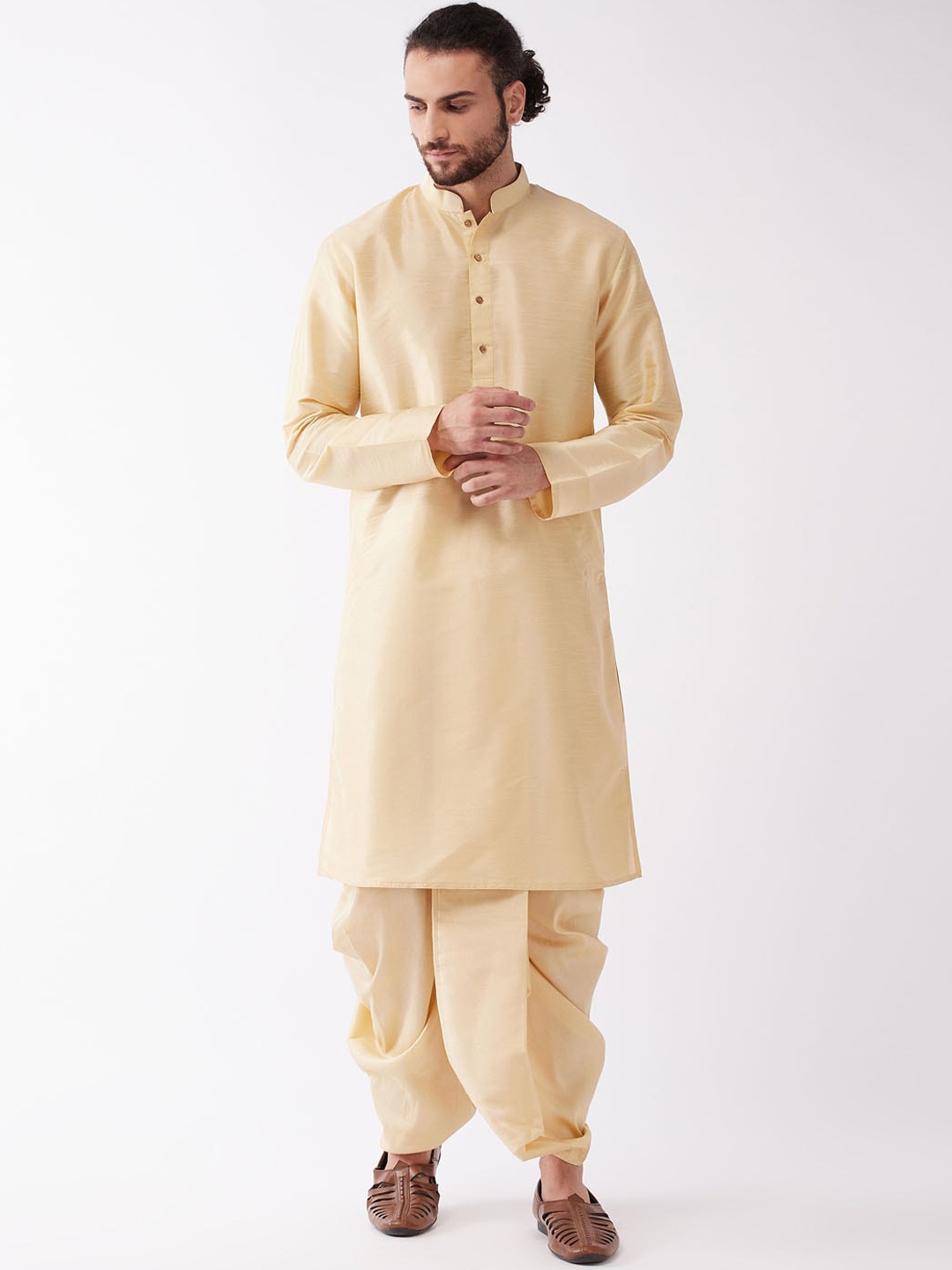 

VASTRAMAY Men Gold-Toned Kurta with Dhoti Pants