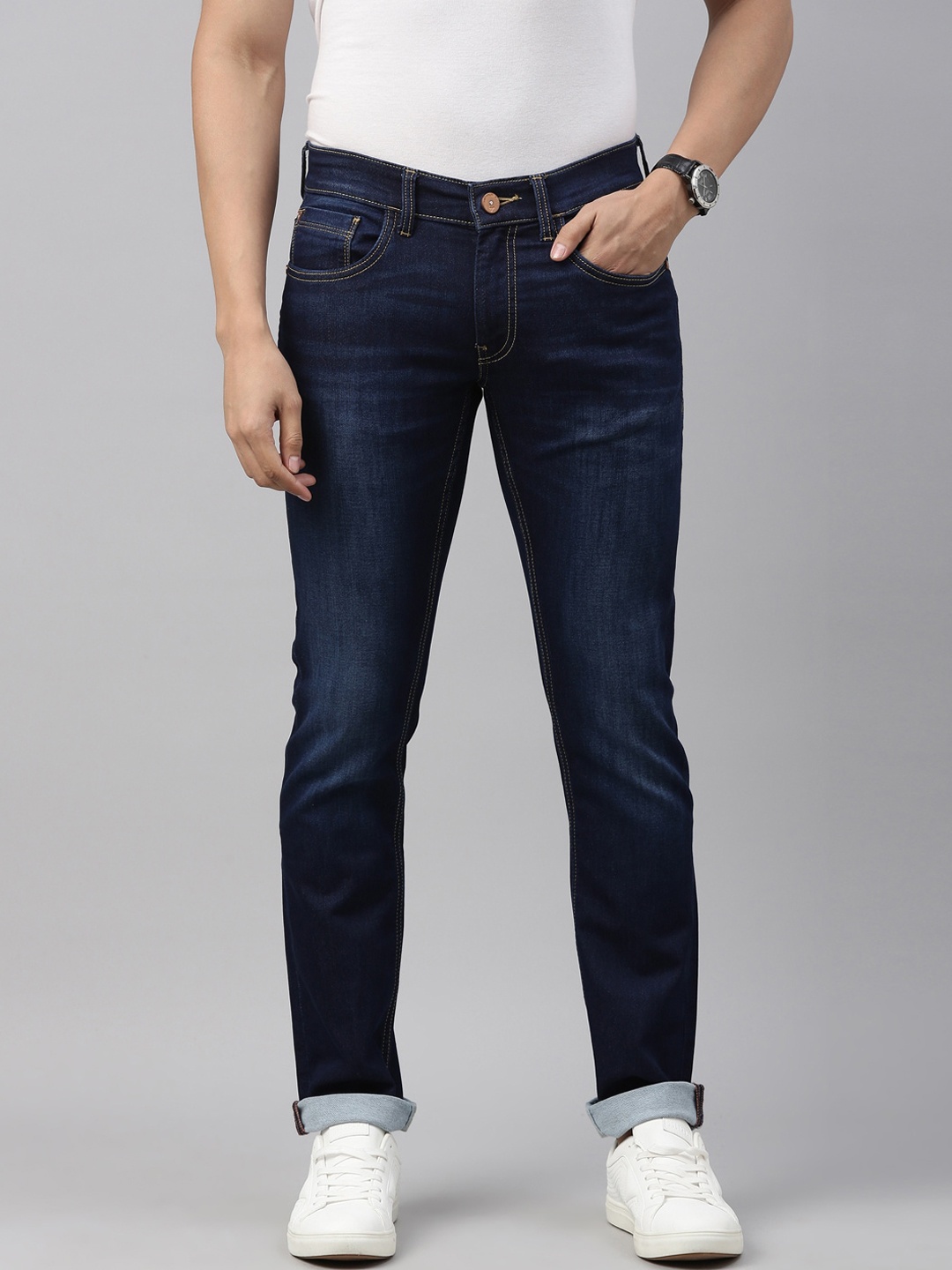 

American Bull Men Blue Skinny Fit Light Fade Stretchable Jeans
