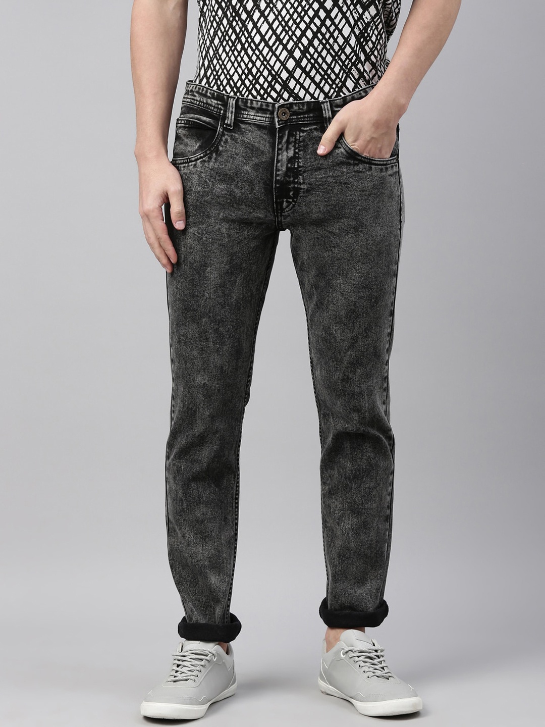 

Chennis Men Charcoal Slim Fit Heavy Fade Stretchable Jeans