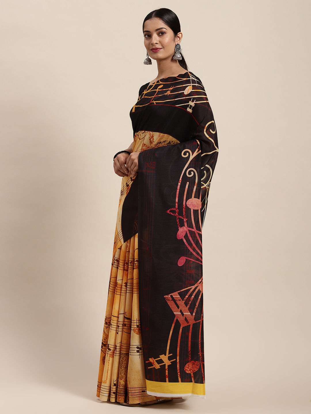 

cbazaar Black Silk Cotton Fusion Saree