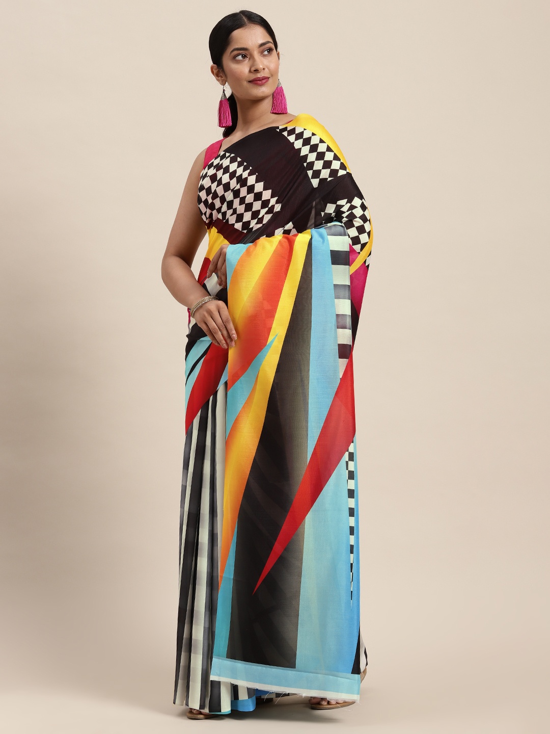 

cbazaar Multicoloured Silk Cotton Saree, Multi