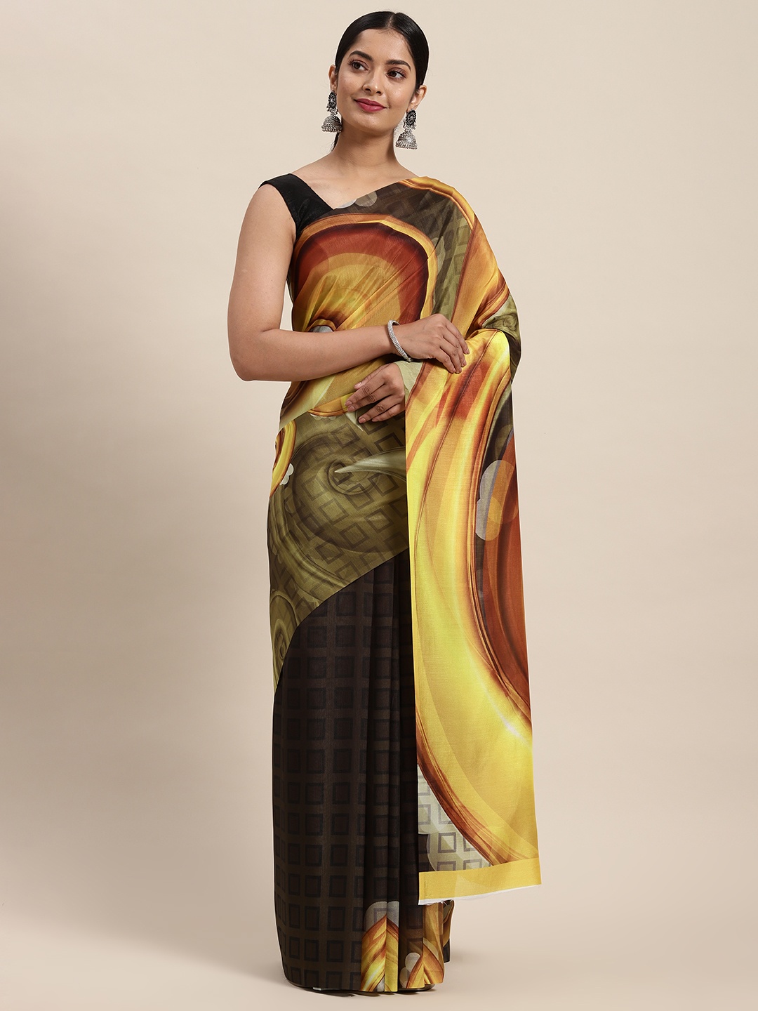 

cbazaar Women Multicoloured Printed Silk Cotton Saree, Multi