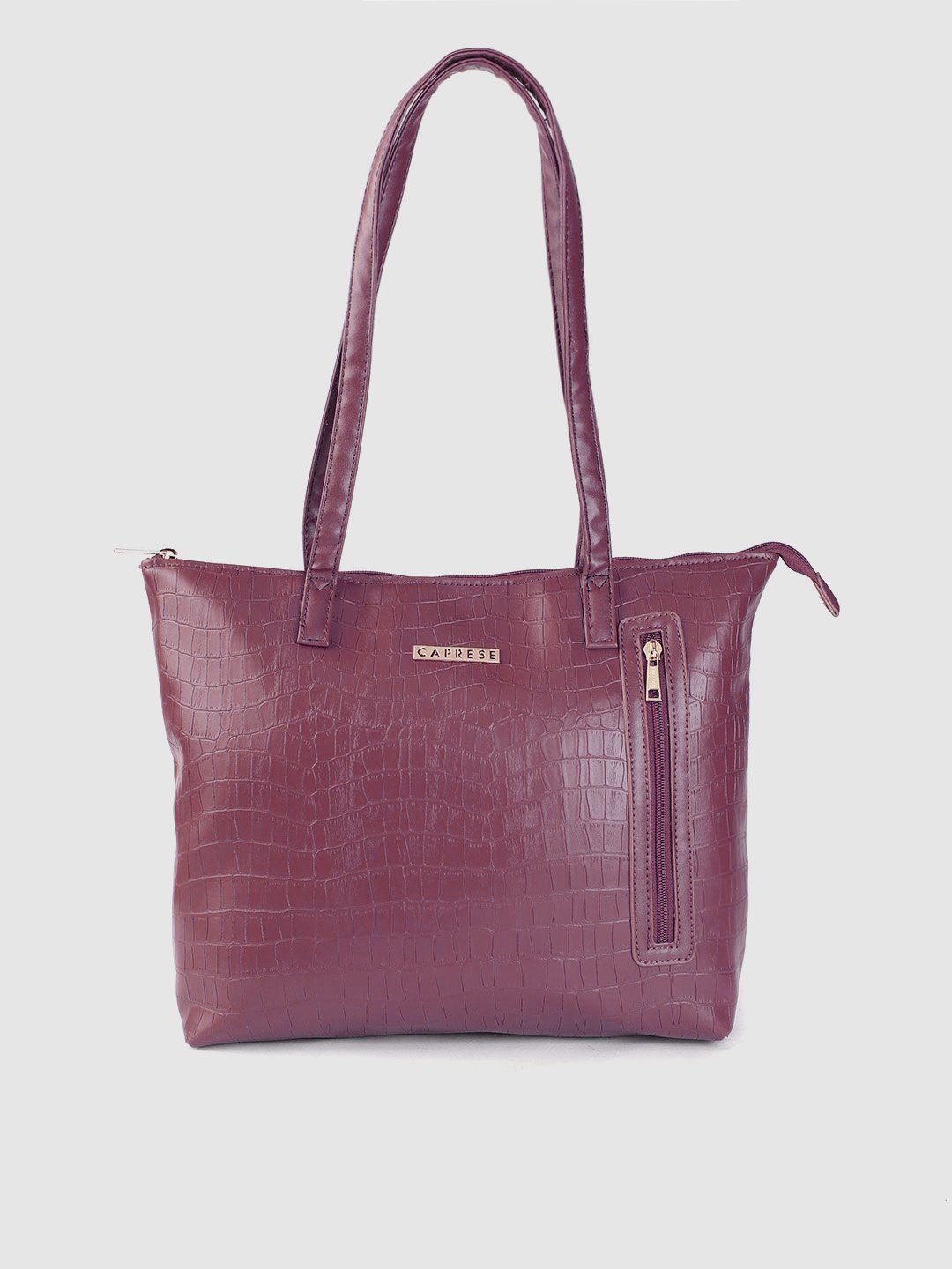 

Caprese Burgundy Croc Textured Structured Shoulder Bag