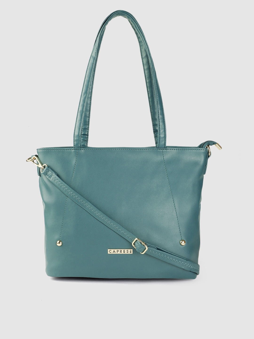 

Caprese Teal Green Solid Structured Shoulder Bag