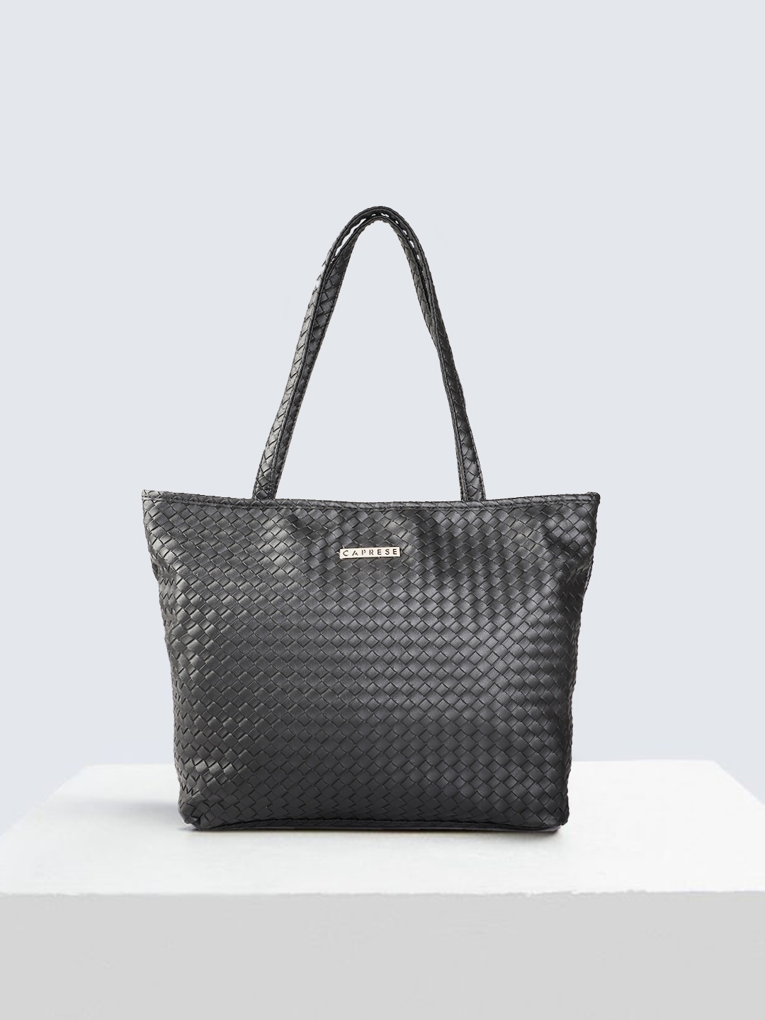 

Caprese Black Basketweave Textured Structured Shoulder Bag