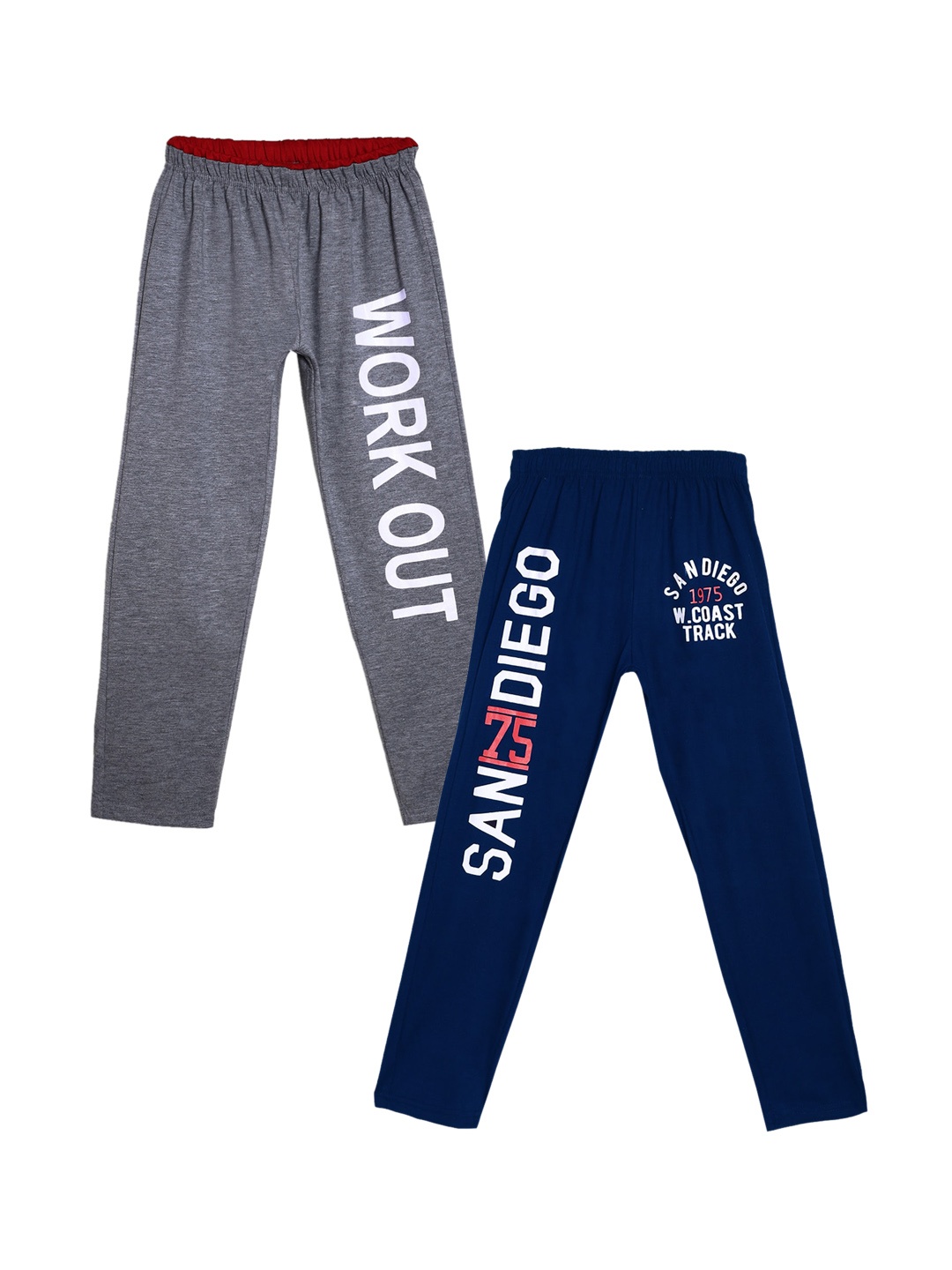 

SWEET ANGEL Boys Pack of 2 Charcoal Grey & Navy Blue Self Design Straight-Fit Cotton Track Pants