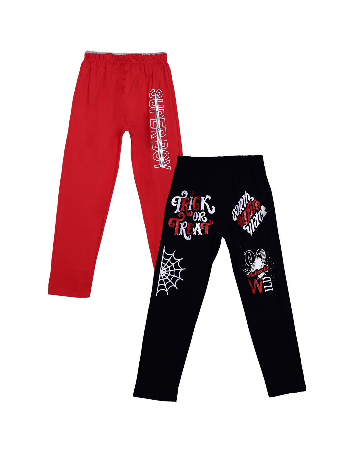 

SWEET ANGEL Pack Of 2 Boys Straight-Fit Pure Cotton Track Pants, Red