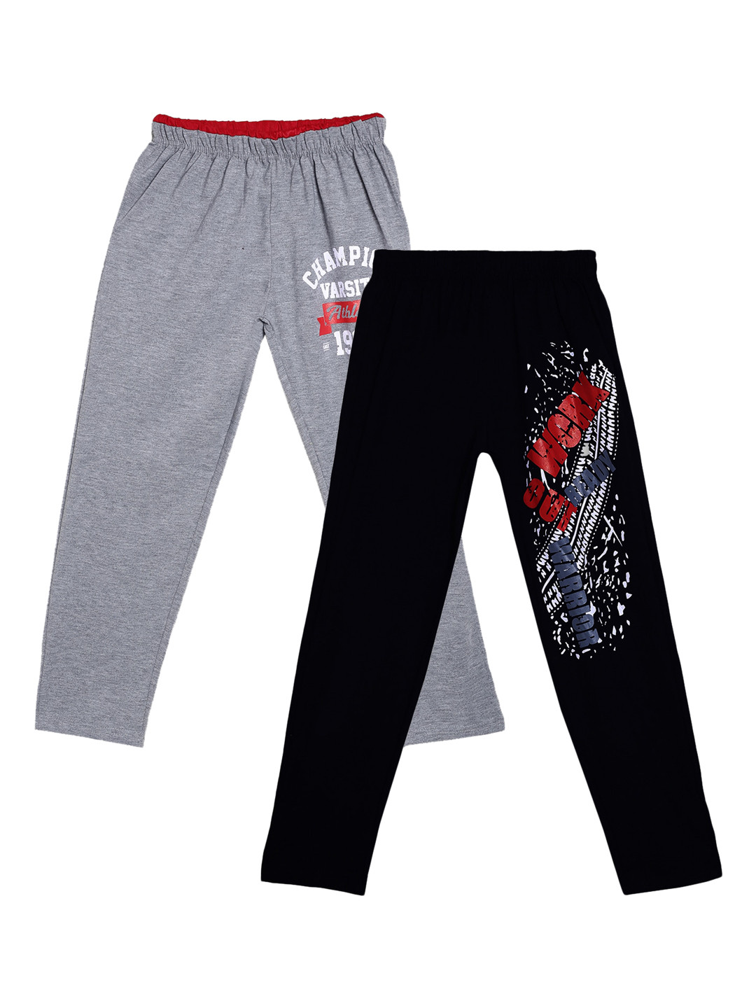 

SWEET ANGEL Boys Pack Of 2 Printed Pure Cotton Track Pants, Black