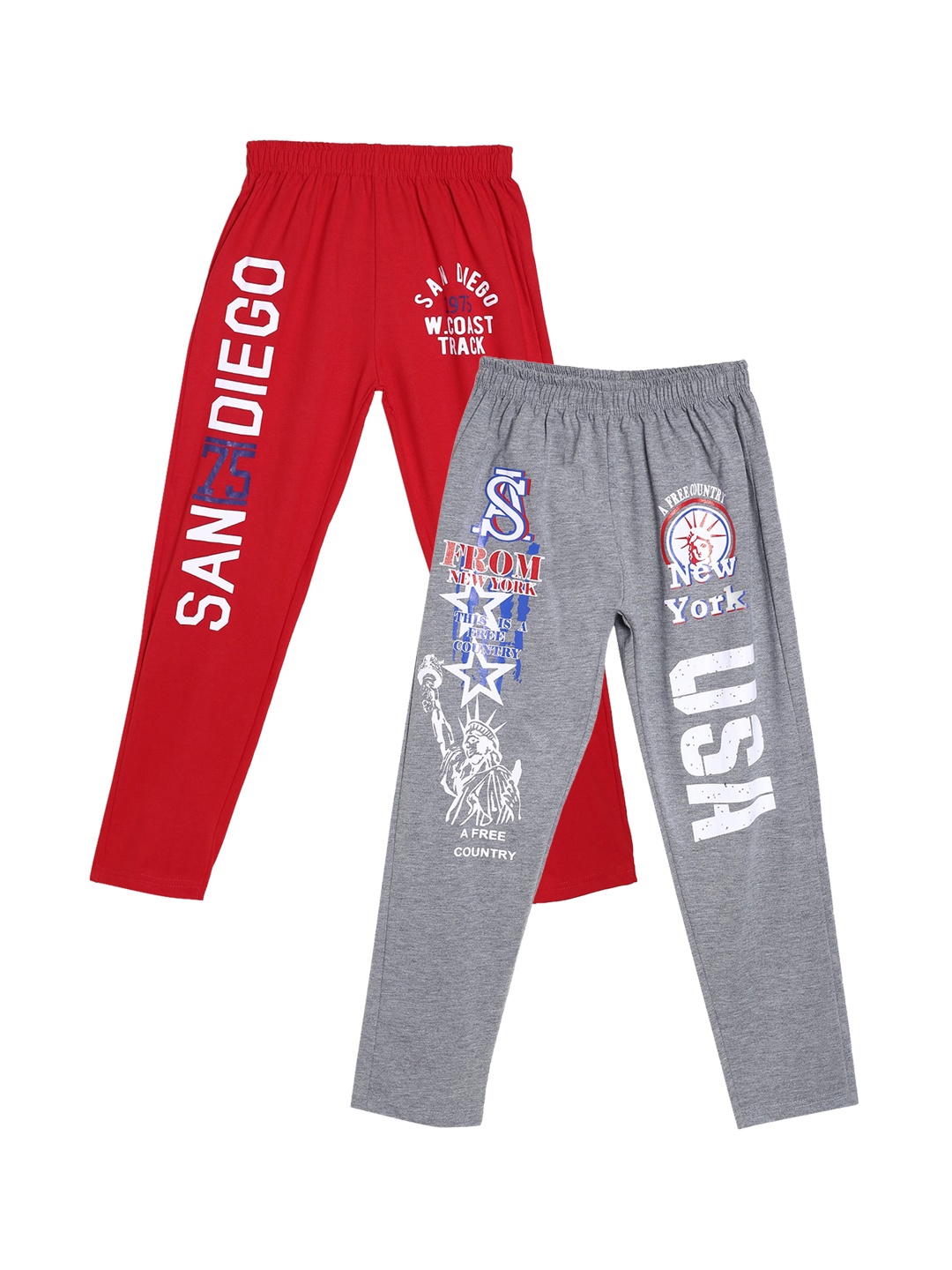 

SWEET ANGEL Pack Of 2 Pure Cotton Straight-Fit Track Pants, Red