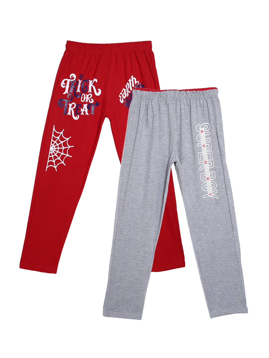 

SWEET ANGEL Boys Pack Of 2 Pure Cotton Straight-Fit Track Pants, Red