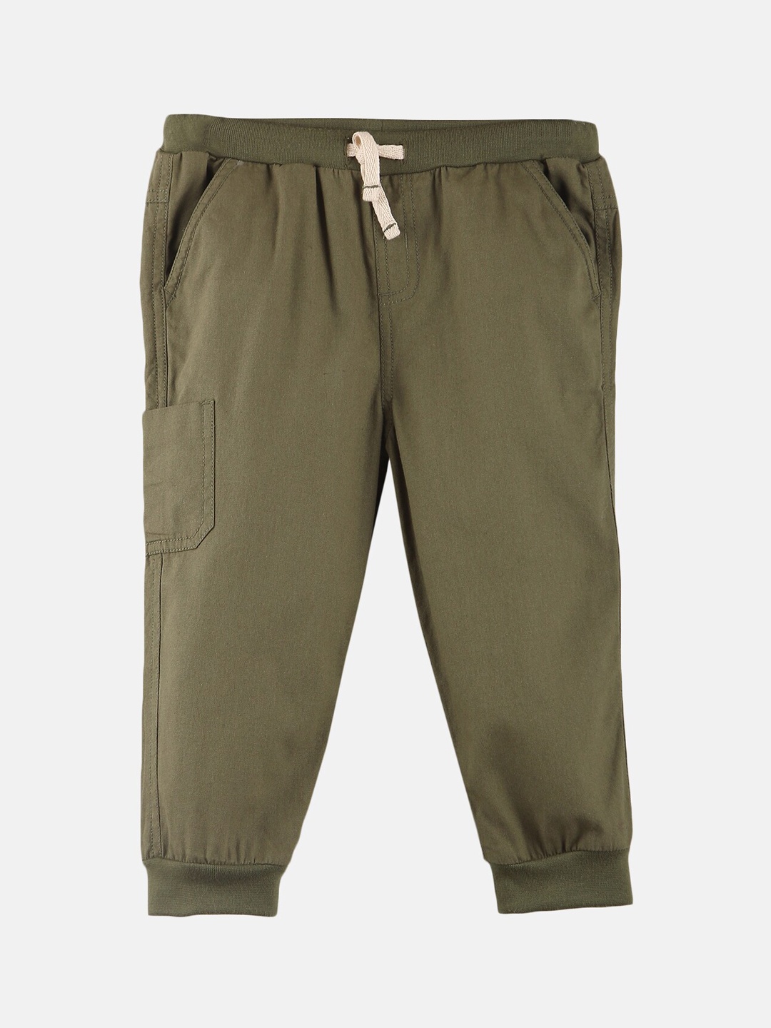

Beebay Boys Olive Green Solid Regular-Fit Cotton Joggers