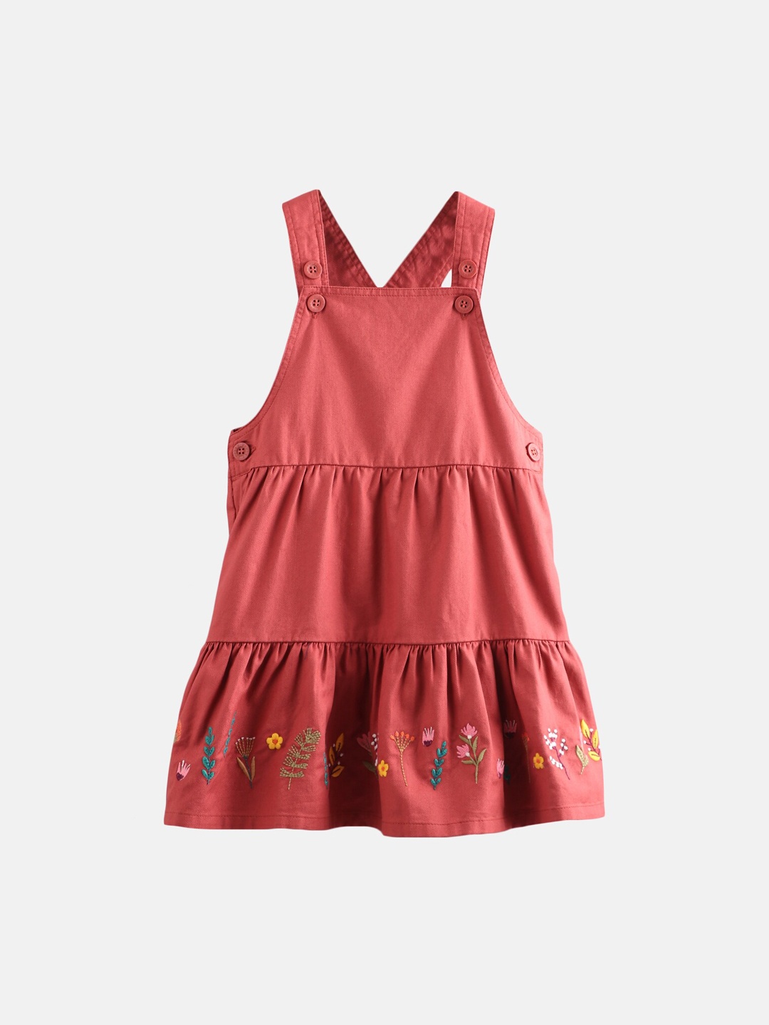 

Beebay Girls Orange Embroidered Pinafore Dress