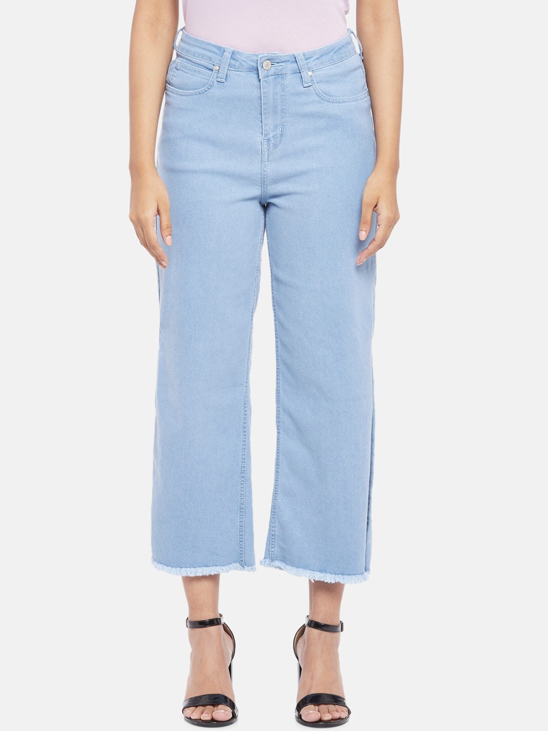 

People Women Blue Relaxed Fit High-Rise Cotton Jeans
