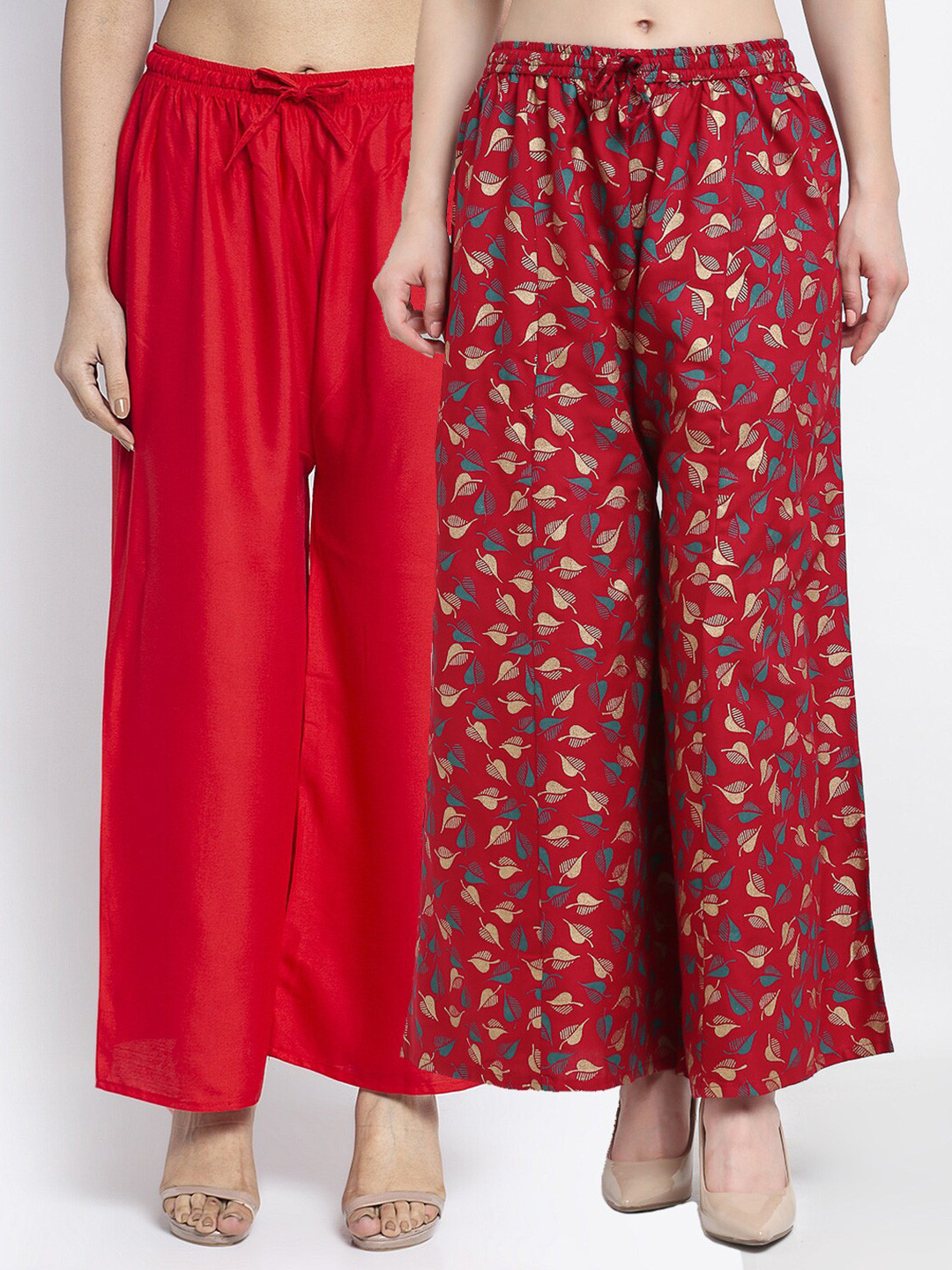 

GRACIT Women Red & Maroon Pack of 2 Palazzos