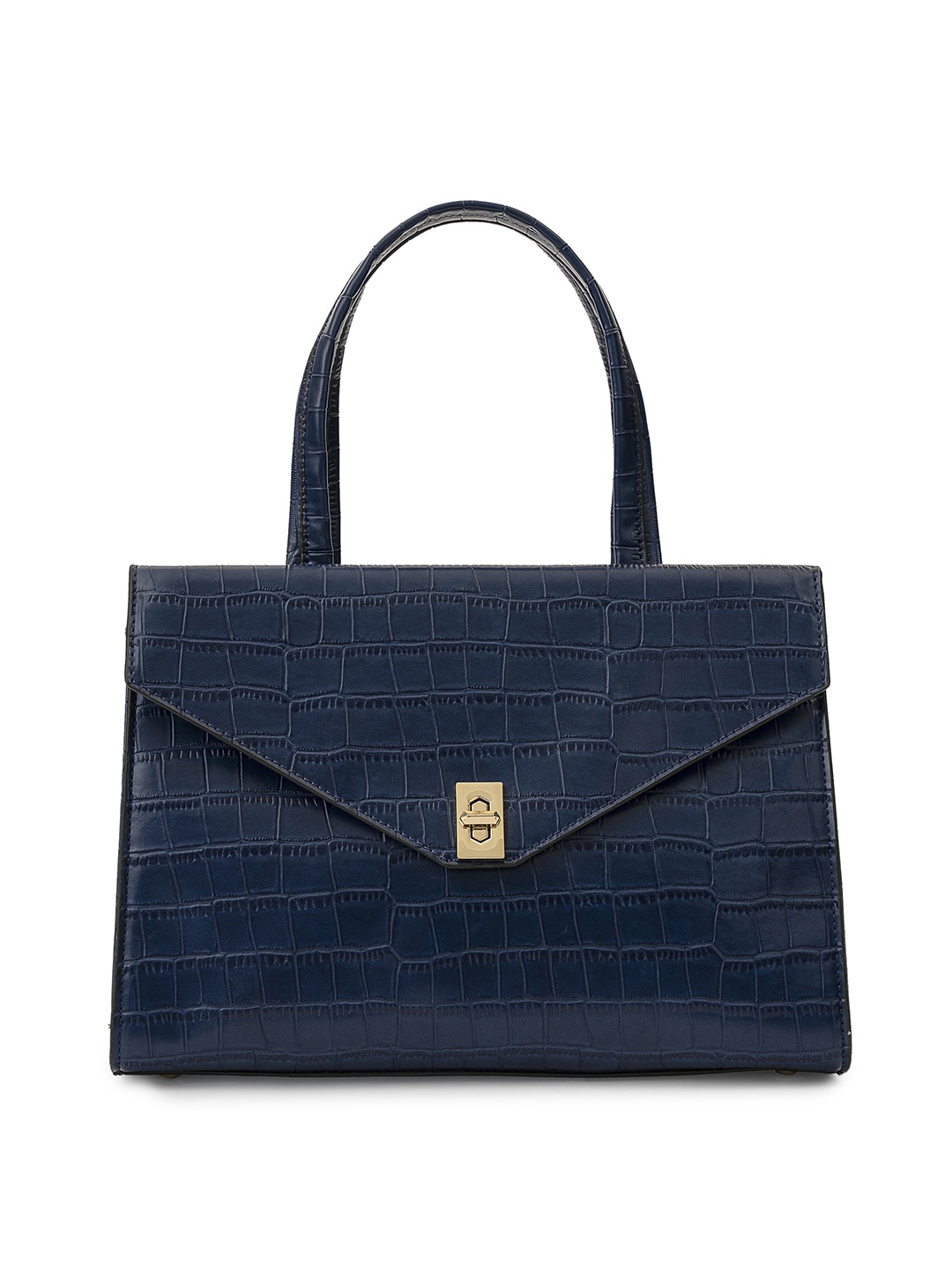 

MIRAGGIO Navy Blue Textured Structured Satchel Handbags